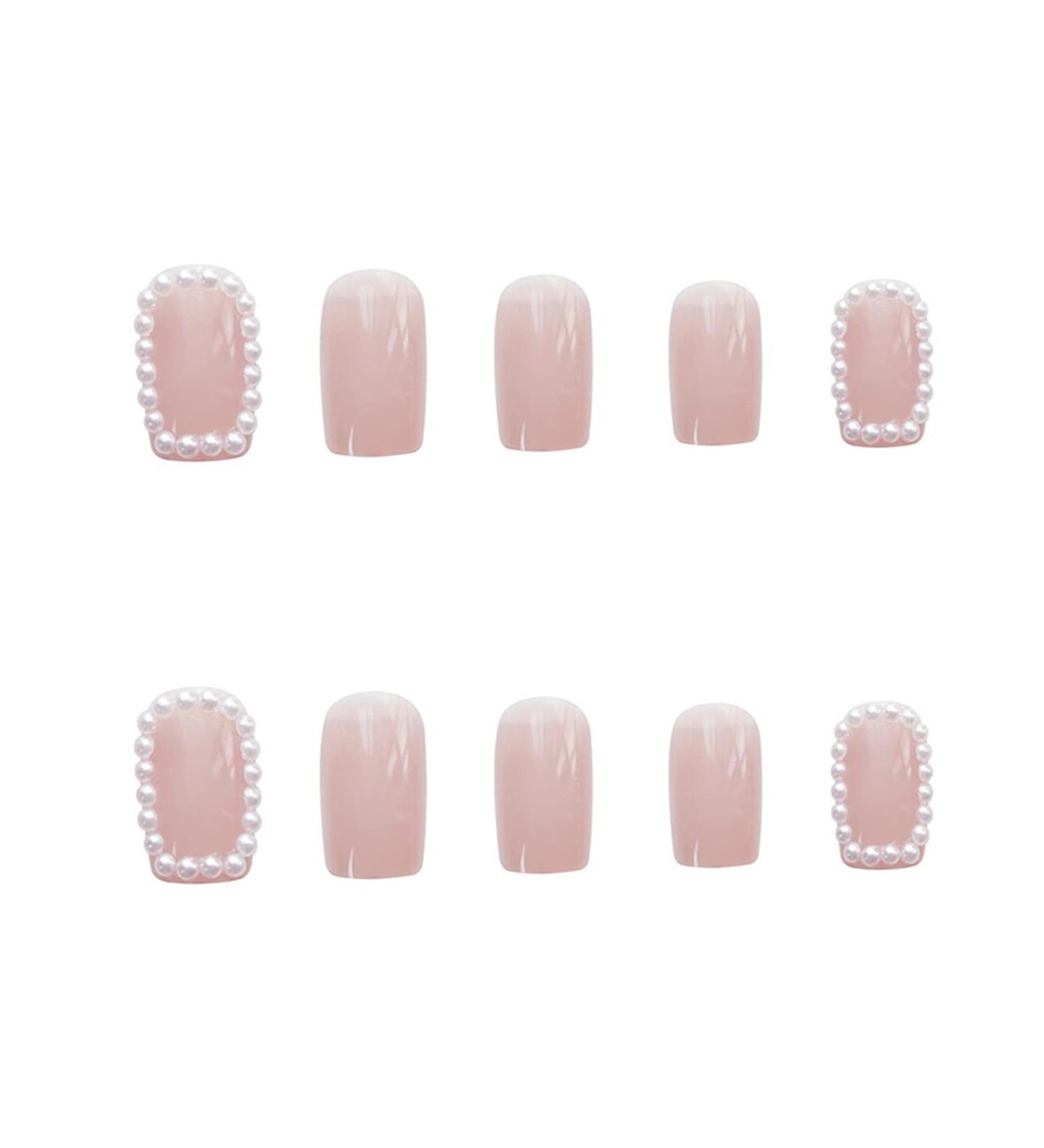 Chtom Gentle Pearl Fake Finger Slices Wearing Nail Film Sticker 24 Tablets