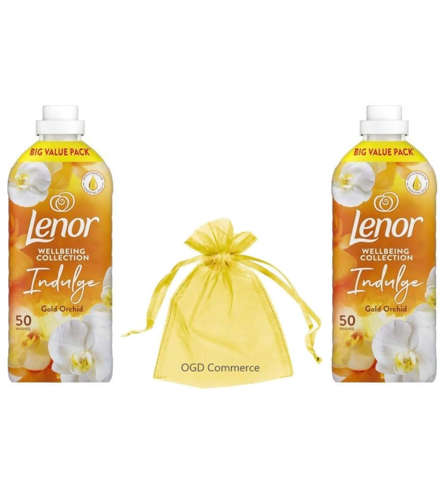 Lenor Fabric Conditioner 50 Washes 1.65L Wellbeing Collection Gold Orchid Scent Pack of 2 + for You: Organza Small Bag - Buy Online on GoSupps.com