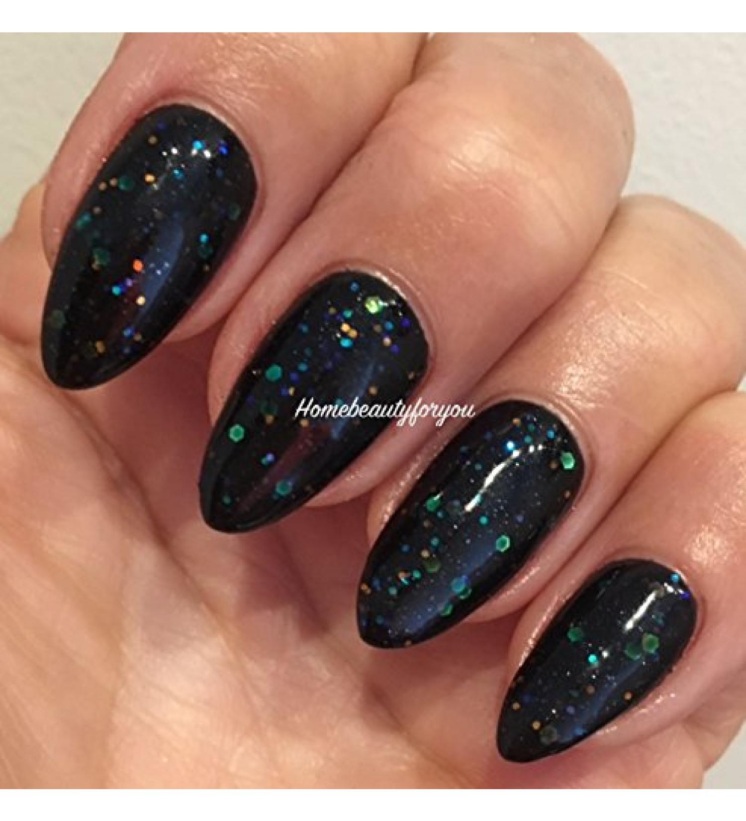 Bluesky BLACK BLACK WITH GLITTER Nail Gel Polish CHOOSE YOUR POPULAR BLACK UV LED Soak Off 10ml (BLACK + MULTI GLITTER LT123)