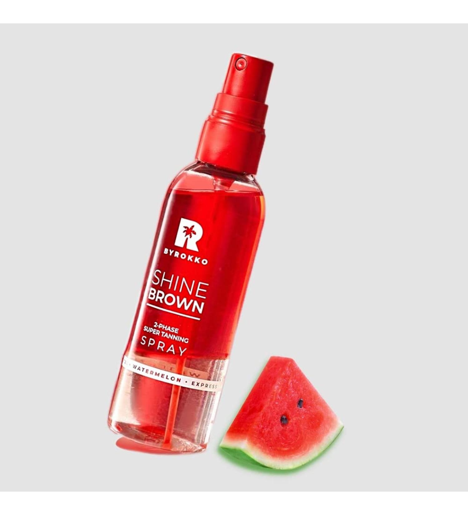 BYROKKO Original Shine Brown Watermelon Two-Phase Spray Tanning Oil with Hyaluronic Acid 3.5 Fl Oz | Tan Accelerator with Hydration for Express Sunbed & Outdoor Tanning - Buy Online on GoSupps.com