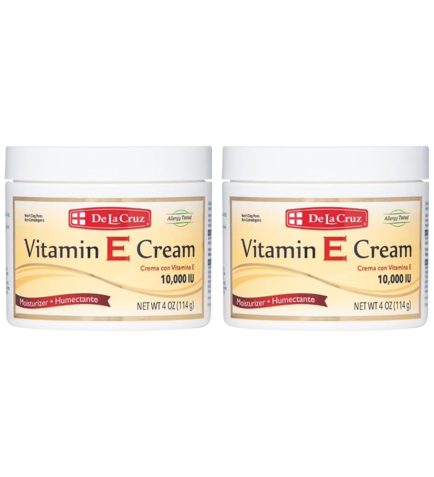 De La Cruz Vitamin E Cream Moisturizer - Anti-Aging Face & Neck Cream for All Skin Types - Made in USA 4 OZ (2 Pack) - Hydrating Skin Care - Buy Online on GoSupps.com