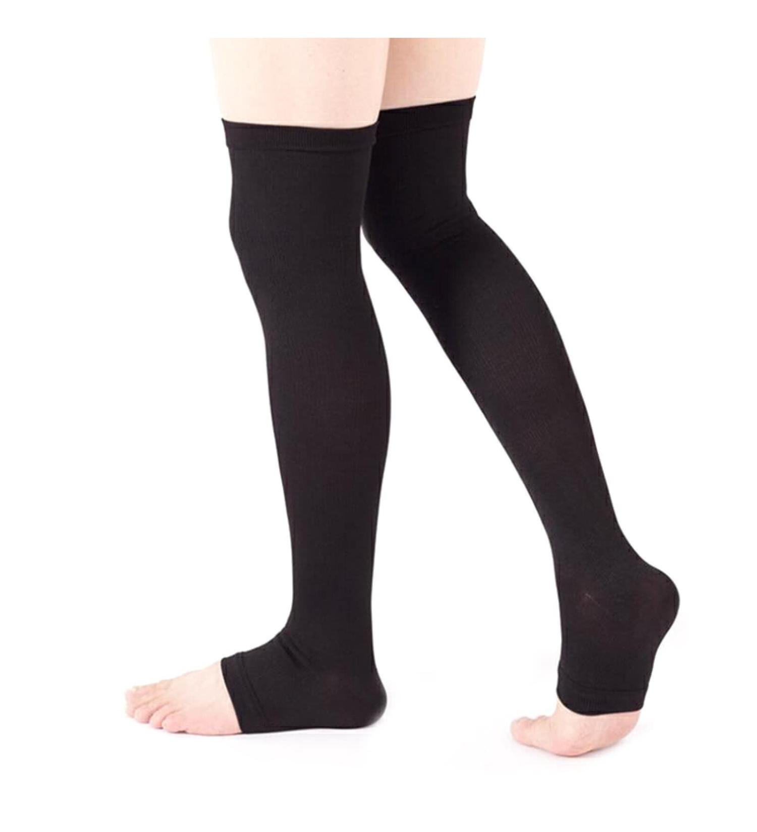 Blonde Open Toe Knee-High Compression Stockings for Varicose Veins | 18-21mm Medical Compression Stockings for Men & Women - Shaping Bandage Wrap - Buy Online on GoSupps.com