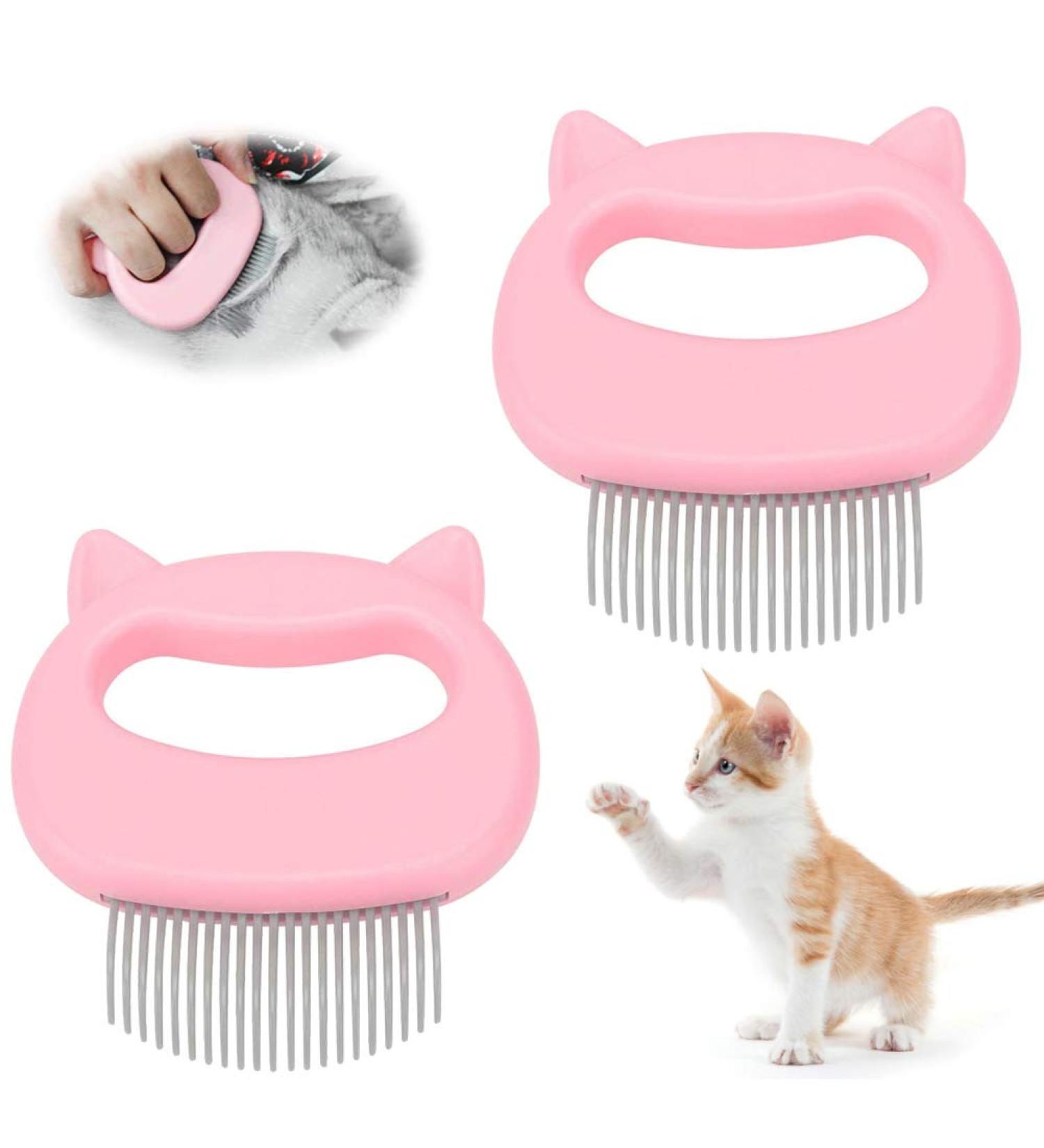 Catbrush Set - 2 Pink Brushes for Long & Short Hair Cats and Dogs | Fur Care Massage Comb & Loose Hair Removal - Buy Online on GoSupps.com