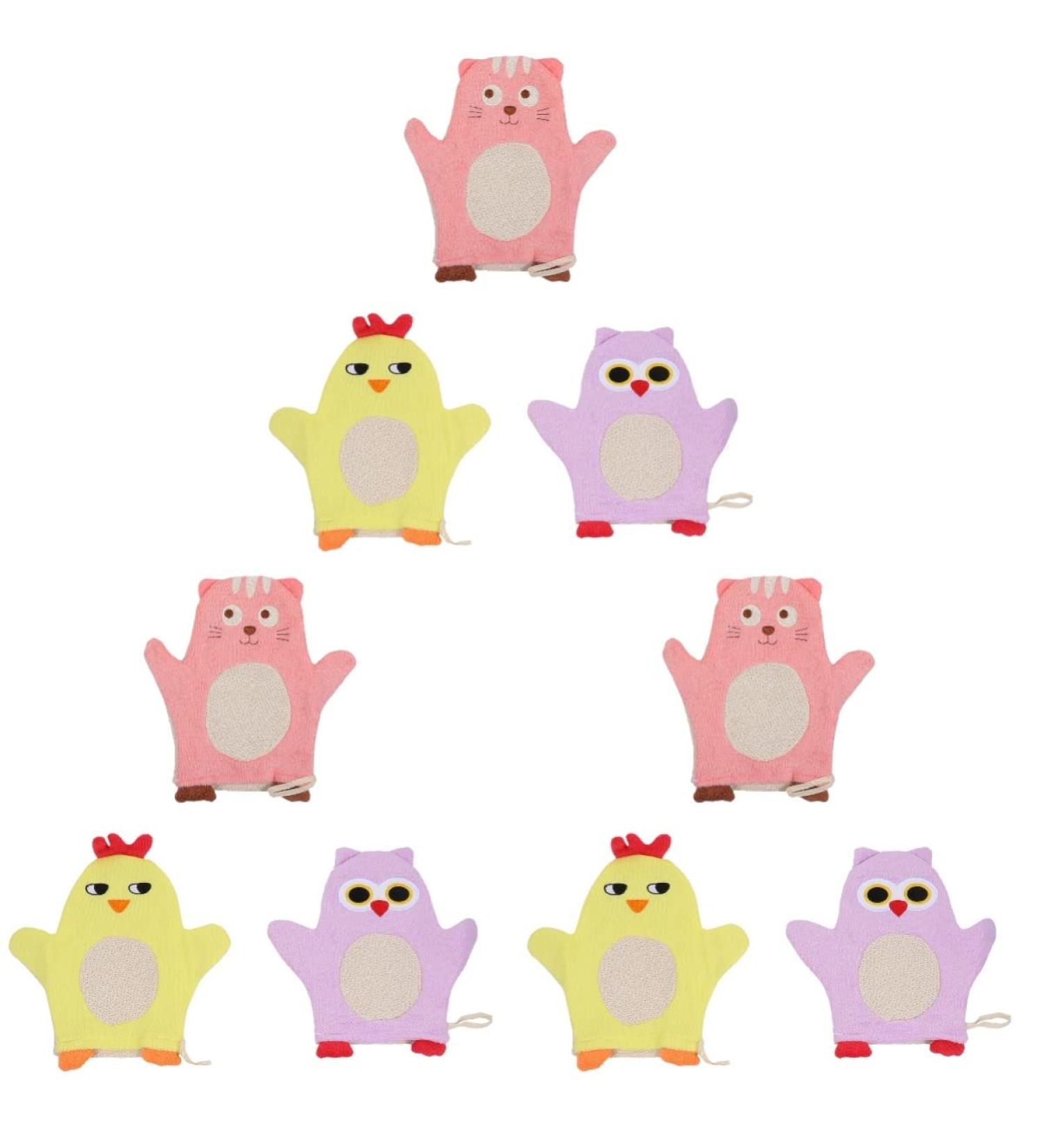 FOMIYES 9-Piece Bath Gloves Set for Exfoliating and Cleansing - Toddler Shower Glove - Soft Cotton Body Wash - Assorted Colors - Buy Online on GoSupps.com
