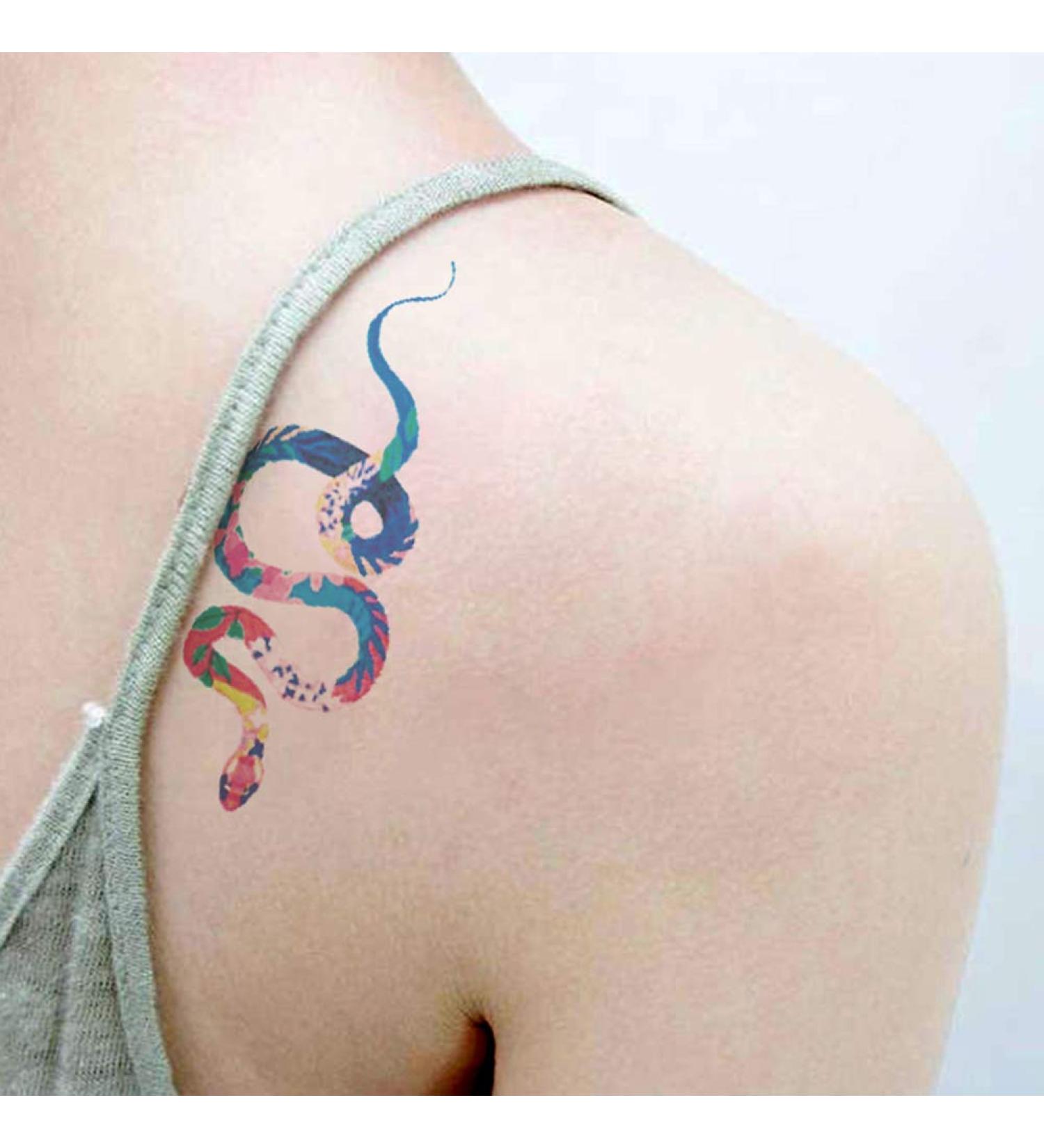 Oottati Small Cute Colored Snake Temporary Tattoos Stickers (2 Sheets) - T-148 - Buy Online on GoSupps.com