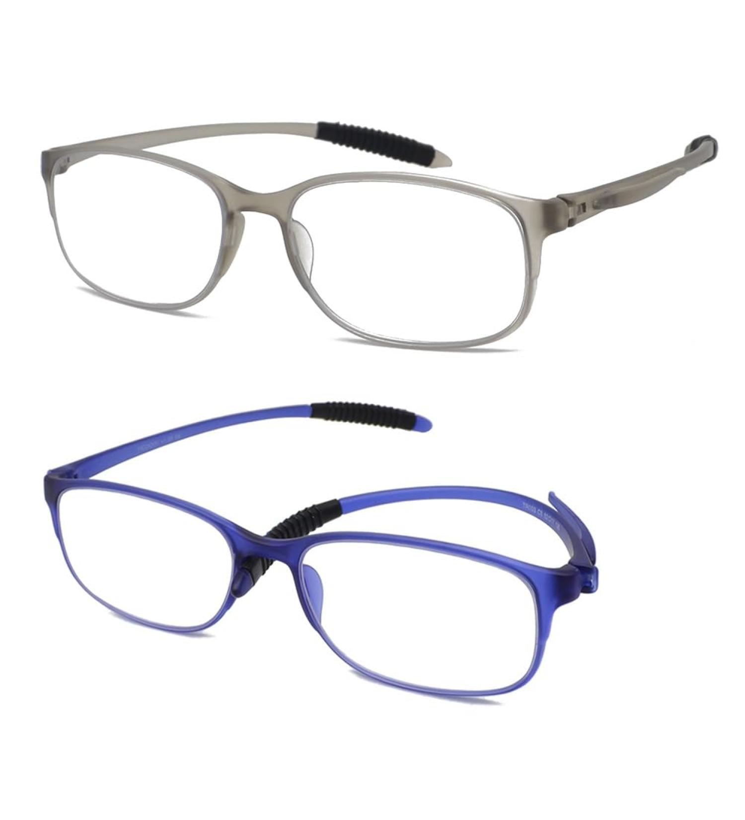 Mcoorn Reading Glasses 1.5x - Flexible Lightweight Anti-Blue & Anti-Reflective (2 Pack) for Men & Women with Case - Grey + Blue - Buy Online on GoSupps.com