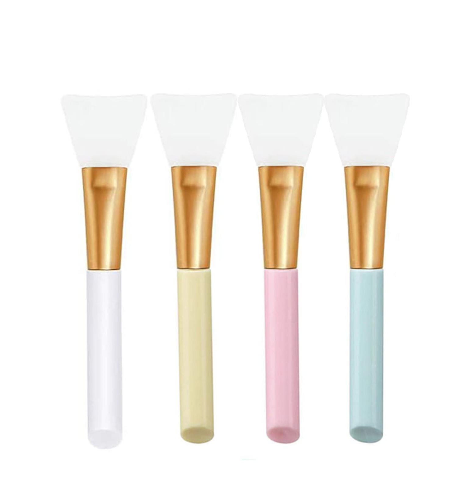 Rnitle 4-Piece Silicone Face Mask Brush Set - DIY Face Applicator Brushes for Skincare | Hairless Mask Set in White Pink Yellow & Blue - Buy Online on GoSupps.com