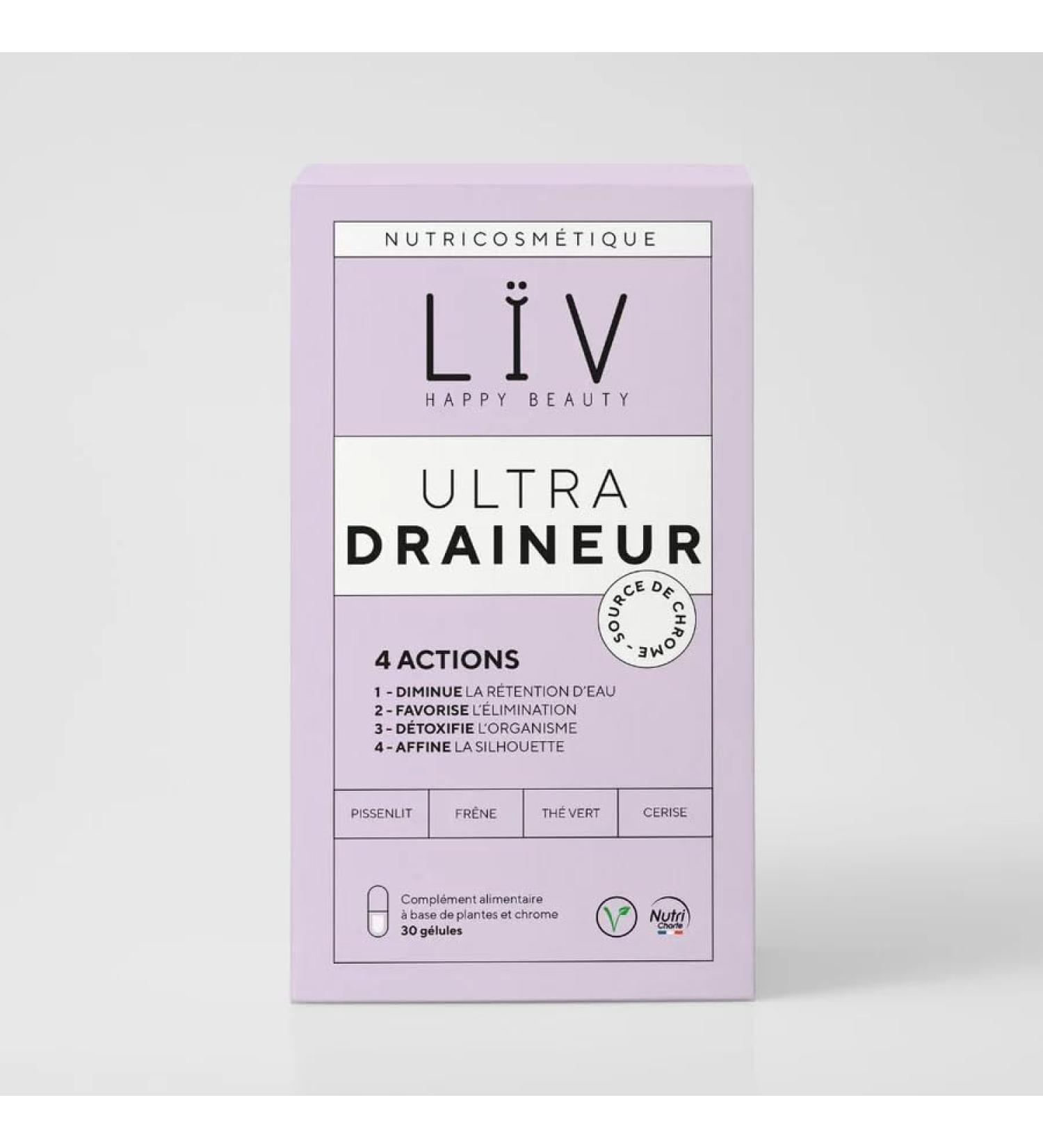 L V Happy Food - Ultra Draining - Powerful Draining Food Supplement - Detoxifying & Depurative Effect - Reduces Water Retention - Pilosel Dandelion & Cherry Tail - 1 Month - 30 Capsules - Buy Online on GoSupps.com
