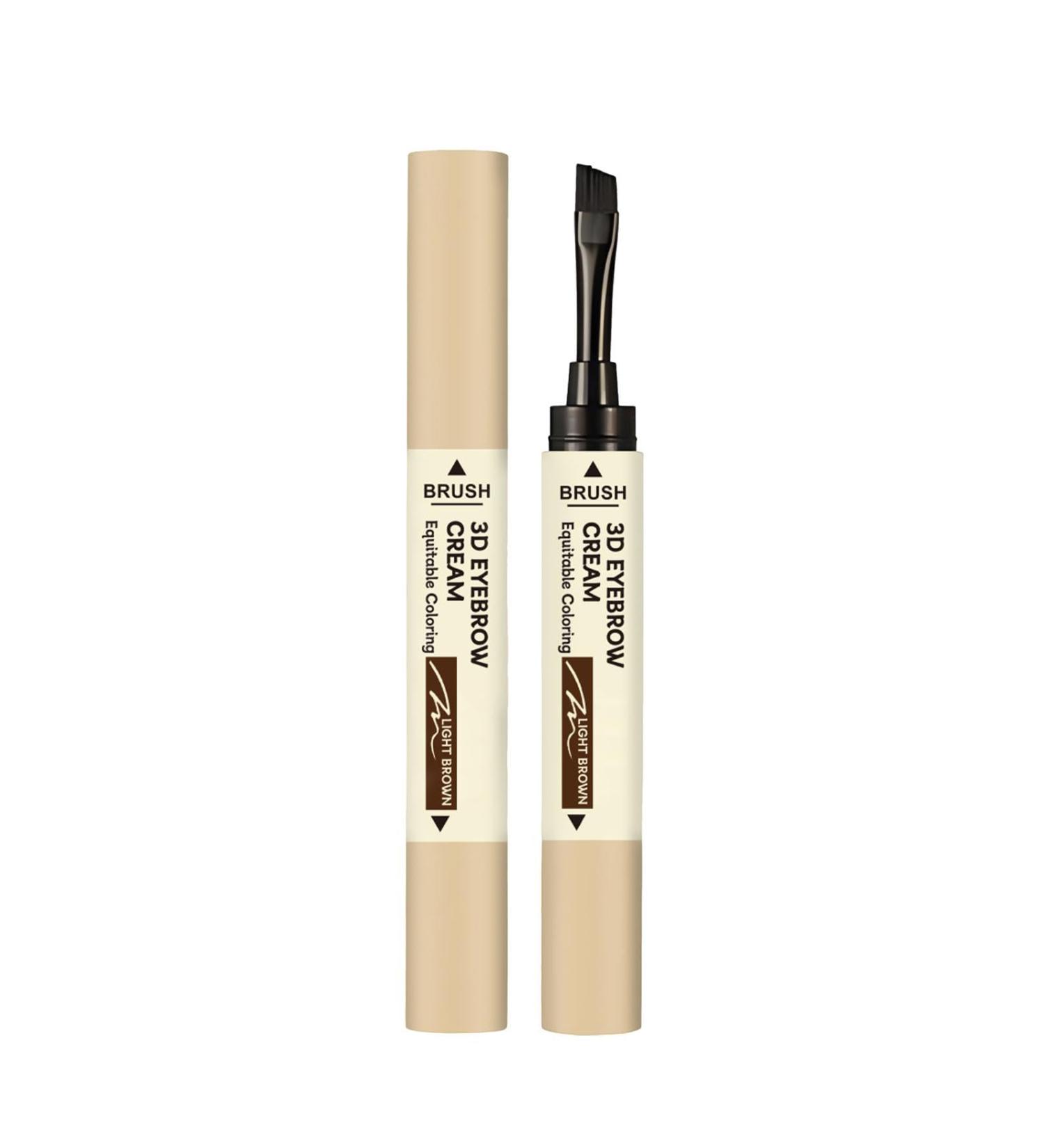 Eyebrow Makeup Pen Eyebrow Cream Pen Smudge-proof Double Head Makeup Brow Pencil Waterproof Eyebrow Care Pen for Home Dating Travel Hotel Light Brown - Buy Online on GoSupps.com