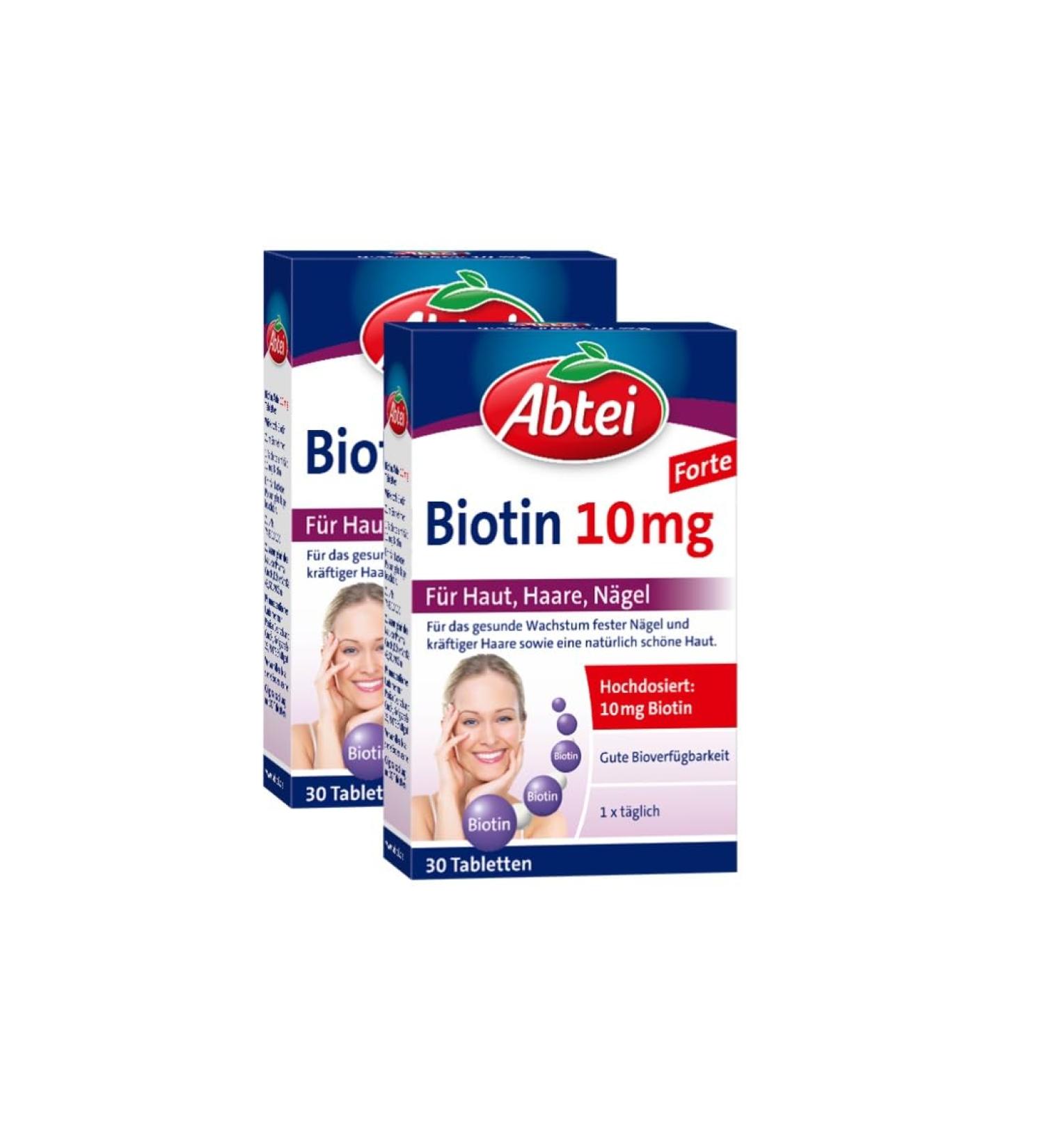Abbey Biotin 10mg Forte - High-Dose Biotin for Healthy Skin Hair & Nails | Prevent Biotin Deficiency | 30 Tablets (2 Packs) - Shop Now! - Buy Online on GoSupps.com
