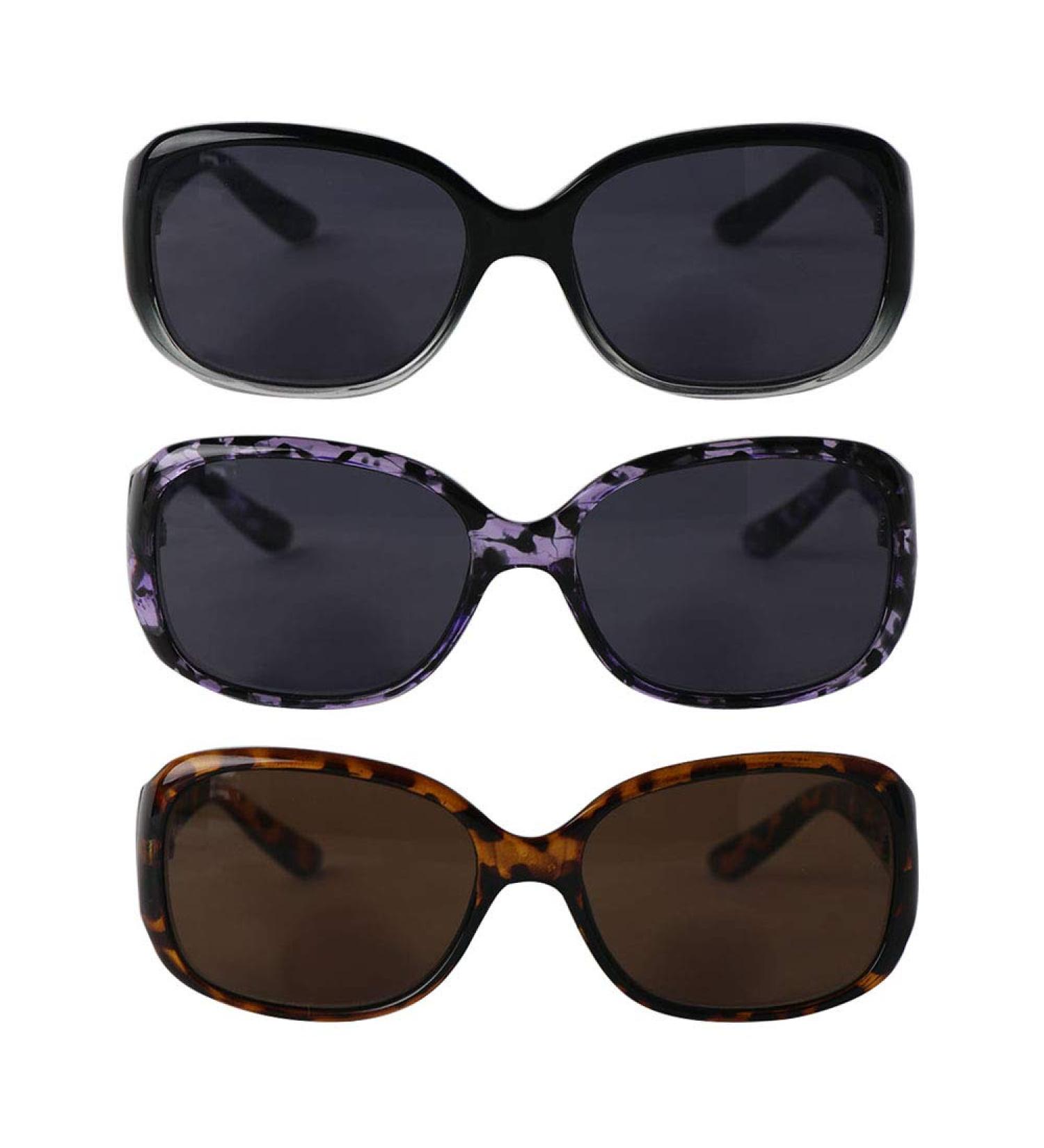 Hyyiyun Bifocal Sunglasses for Women 3 Pairs - UV Protection Reader Glasses (1.5x) - Purple & Black, Yellow & Black, Black - Buy Online on GoSupps.com