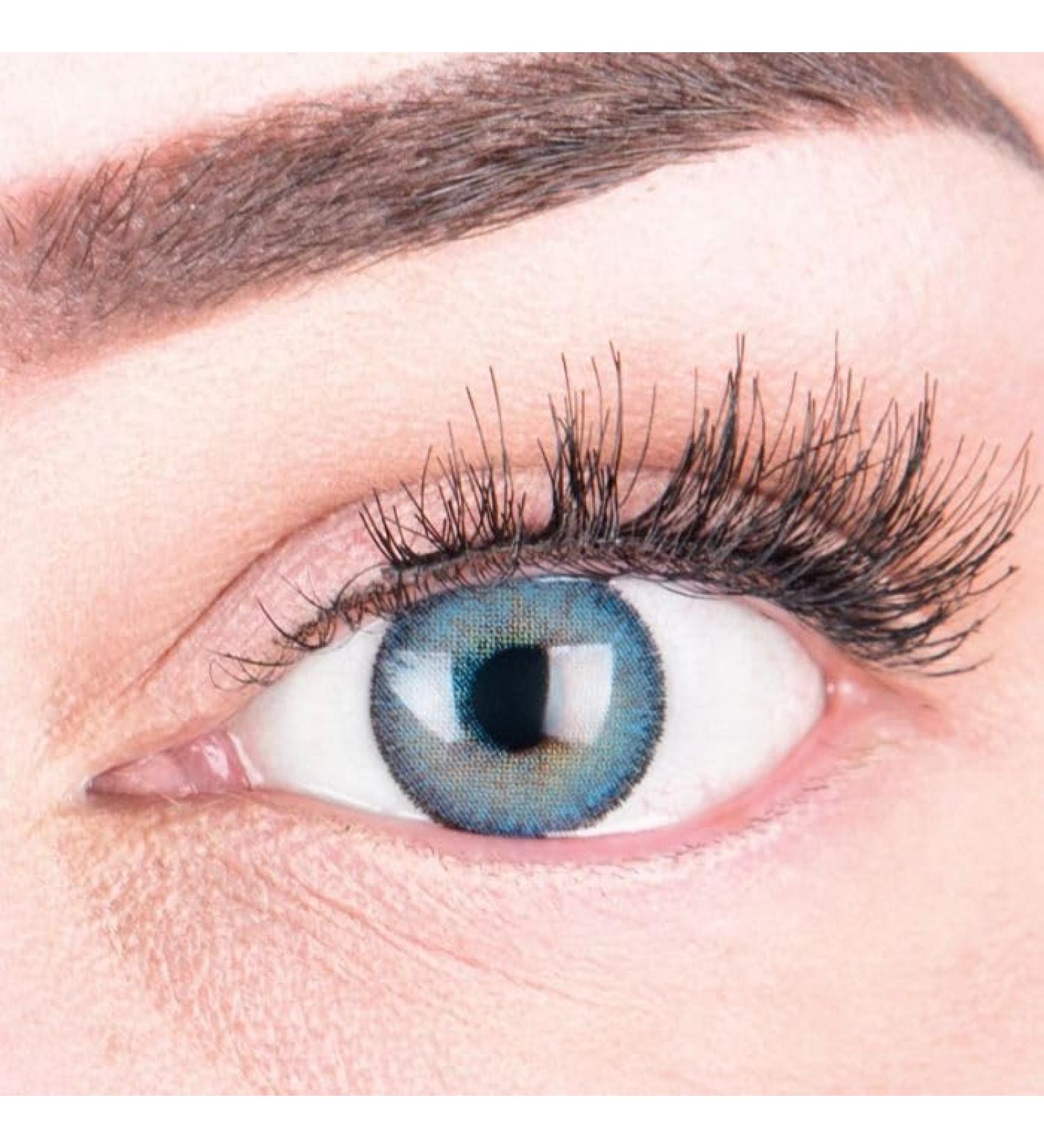 Buy GlamLens Mirel Blue Opaque Contact Lenses - Natural Look Silicone Comfort -1.50 Diopters 14.00mm - 1 Pair with Container - Buy Online on GoSupps.com