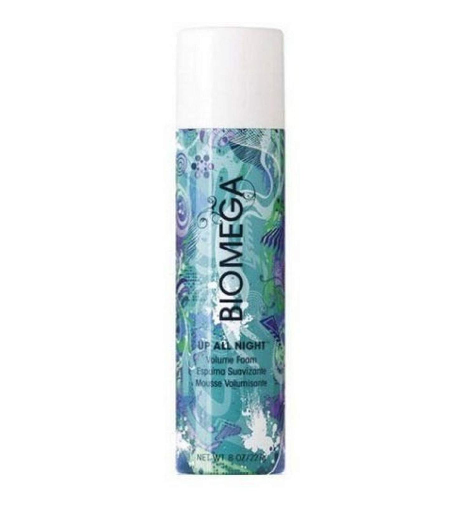 BIOMEGA Up All Night Volume Foam Mousse, 8 Oz, Firm-Flexible Hold, Thickens Hair for Maximum Body, Lift, and Flexibility, Infused with Omega-Rich Nutrients to Nourish Hair