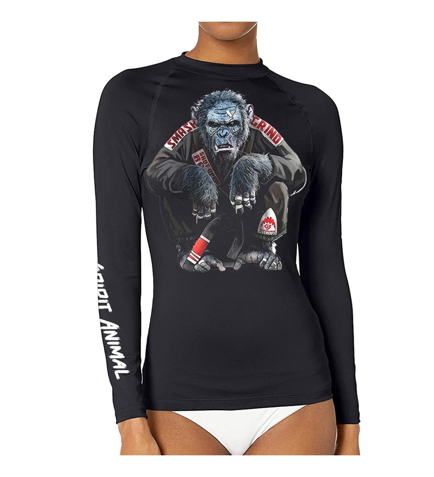 CHOO Women's Spirits Animal Long Sleeve Rash Guard - Gorilla Medium | MMA BJJ Wrestling - Buy Online on GoSupps.com