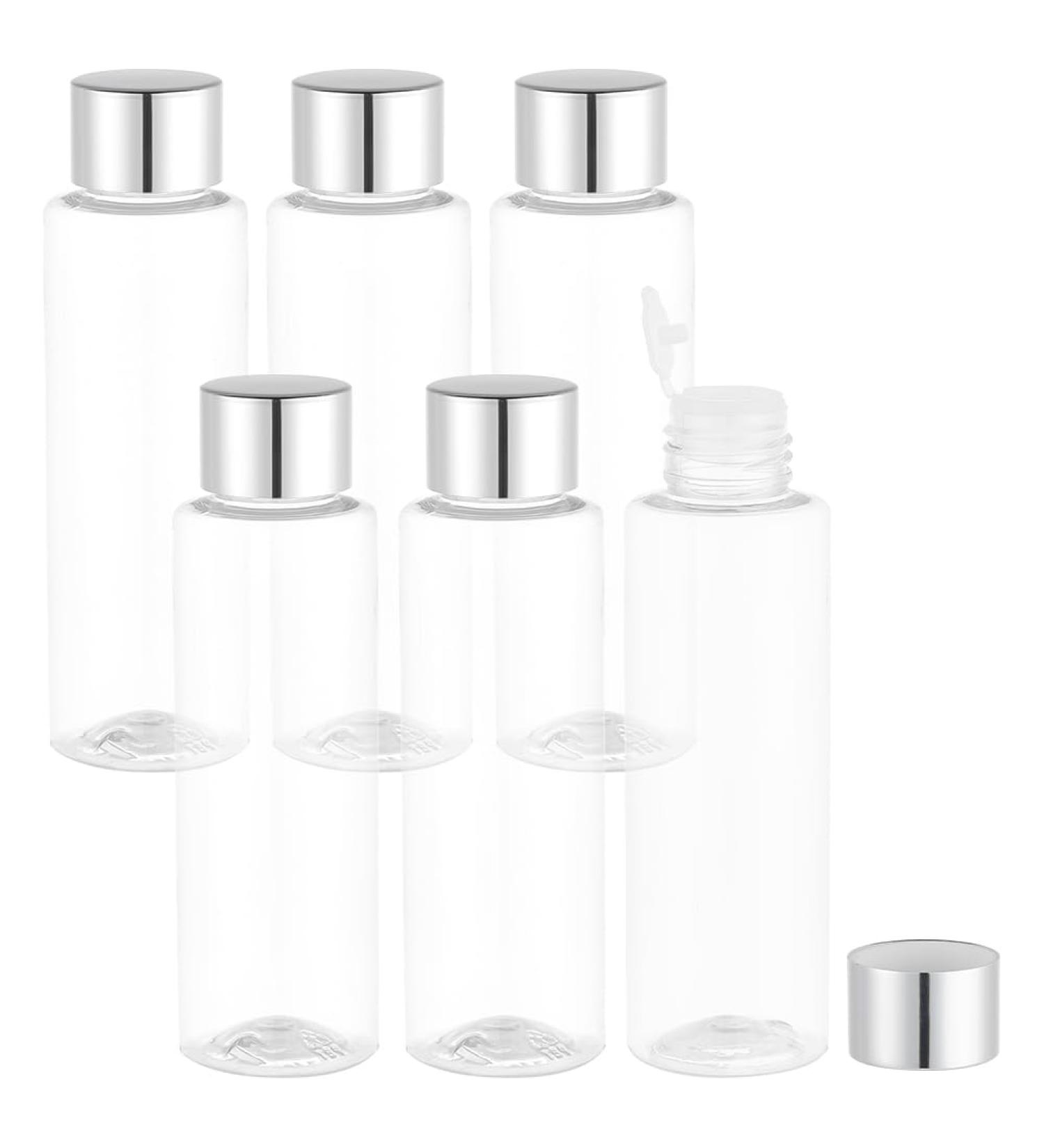 Benecreate 6 Pack 100ml Silver Plastic Bottles - Refillable PET with Rotatable Closure for Lotions Perfumes and Essential Oils - Buy Online on GoSupps.com