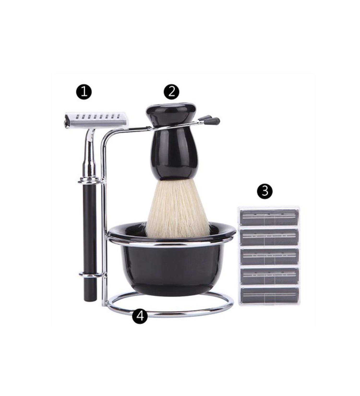 Perfect Brush Shaving Kit Set for Men & Women - Stainless Steel Cup Razor & Stand (White One Size) - International Shipping Available - Buy Online on GoSupps.com