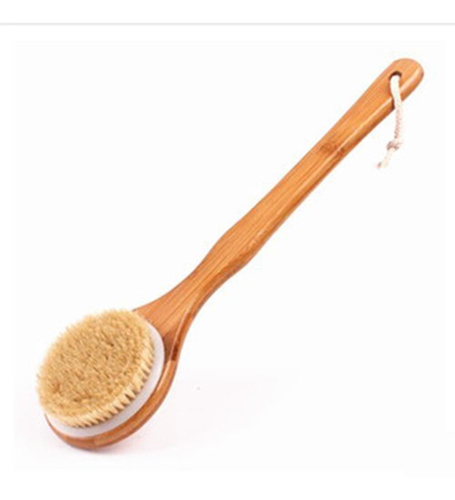 Body Brush Back Scrubber with Long Bamboo Handle - Exfoliating Skin & Massage - Buy Online on GoSupps.com
