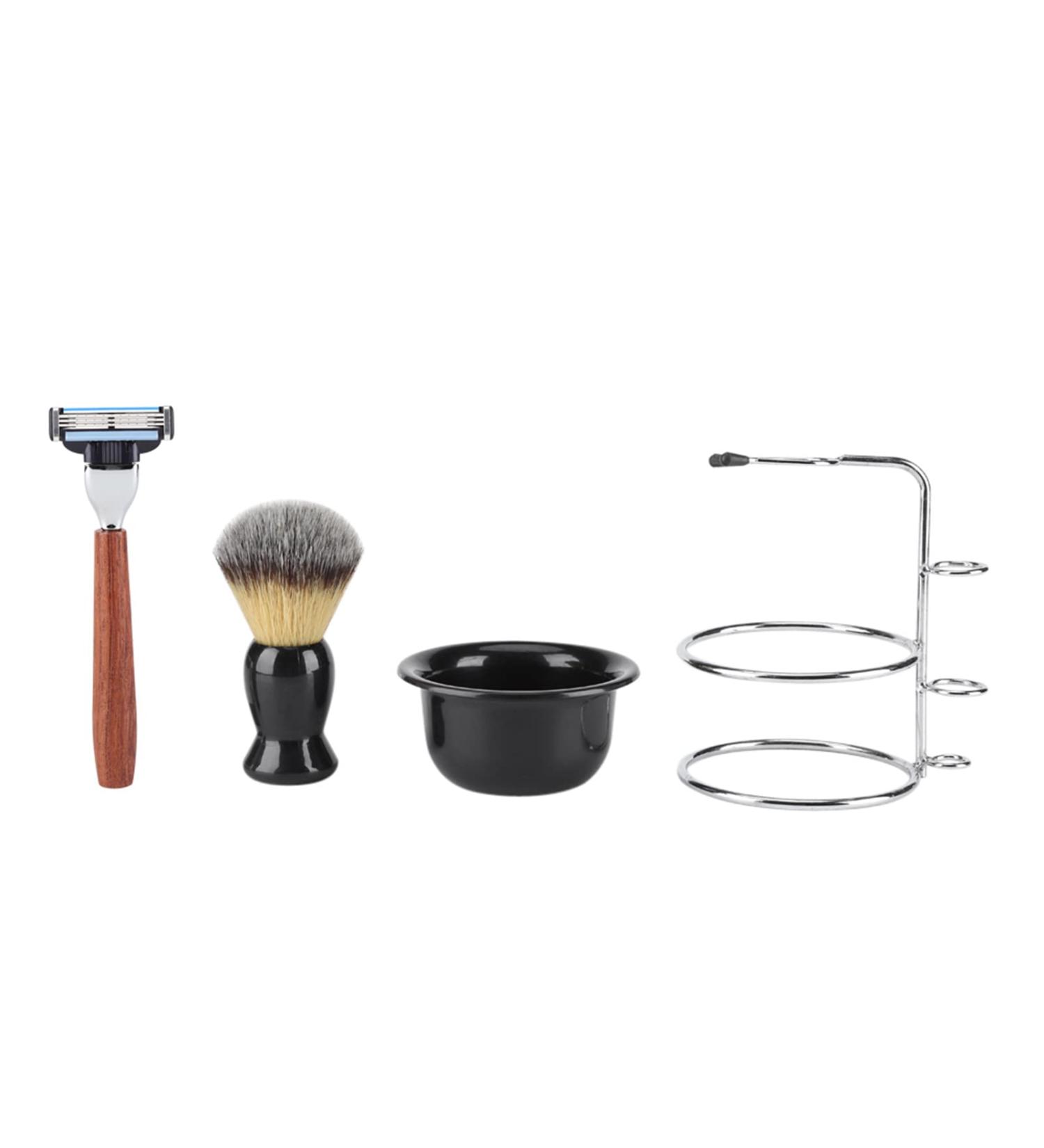 Akozone 4-Piece Manual Shaving Set | Stainless Steel Razor Bowl & Brush for Men | Premium Soft Touch Safety Shaving Kit - Buy Online on GoSupps.com