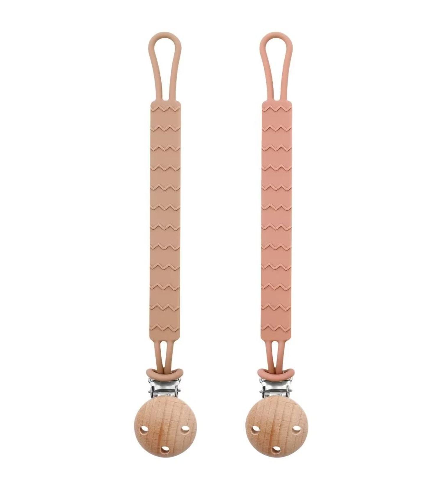 Silquet Silicone Pacifier Chain 2-Pack | Soft Durable Clips for Boys & Girls | Apricot & Camera Designs - Buy Online on GoSupps.com