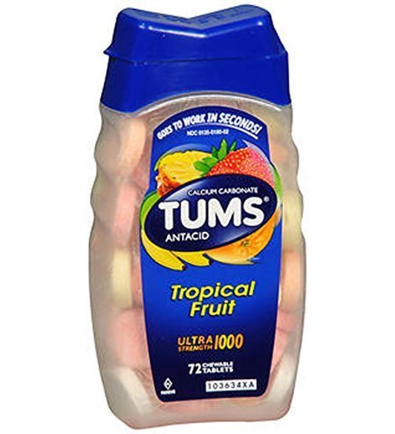 Tums Ultra 1000 Maximum Strength Tropical Fruit - 72 Chewable Tablets