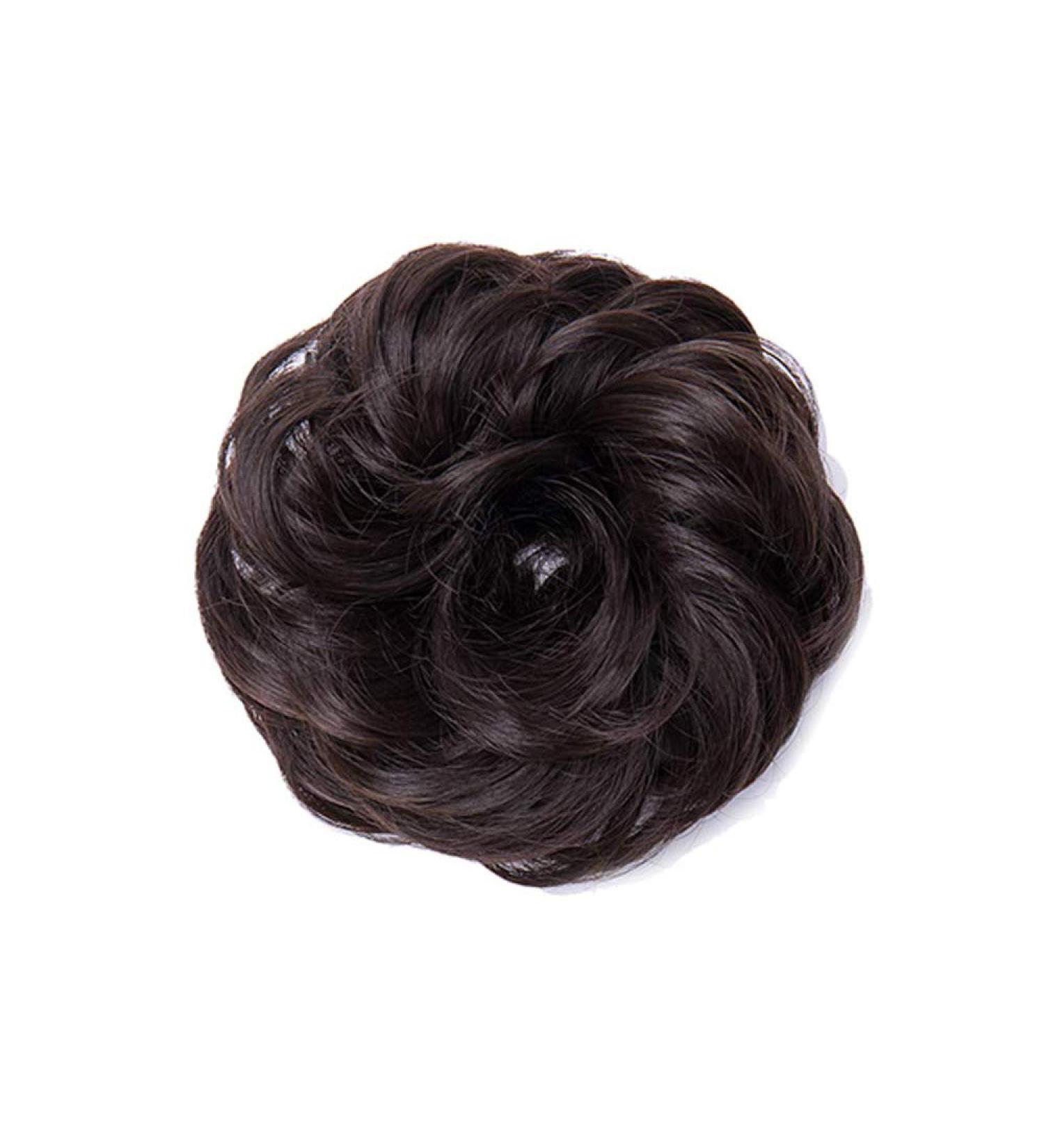 Medium Brown Thick Hair Donut Scrunchie Hair Bun Ponytail Extension Updo Hairpiece Scrunchy Wavy Curly Messy Hair Ribbon Hair Chignons Thick Medium Brown - Buy Online on GoSupps.com