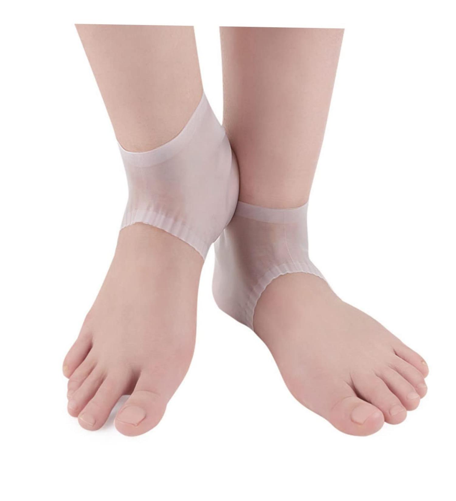 FRCOLOR 1 Pair Moisturizing Heel Sock Gelt Silicone Heal Dry Cracked Heels Silicone Heel Protector Heel Cups for Heel Pains Silicone Socks Men and Women Protective Agent White Breathable - Buy Online on GoSupps.com