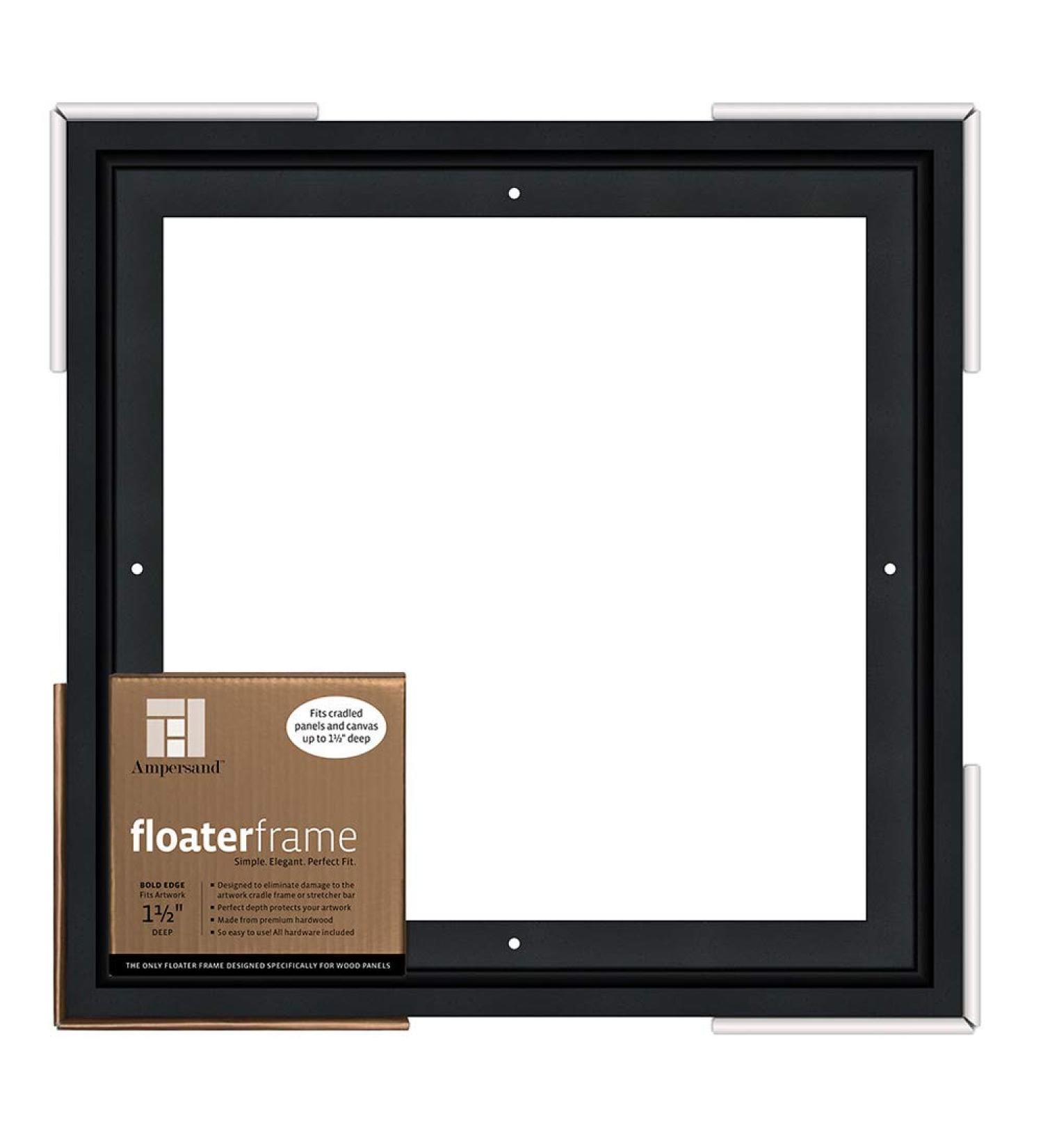 Ampersand Floaterframe for Wood Panels, 1.5 Inch Depth, Bold, 12X12 Inch, Black (FBOLD151212B)
