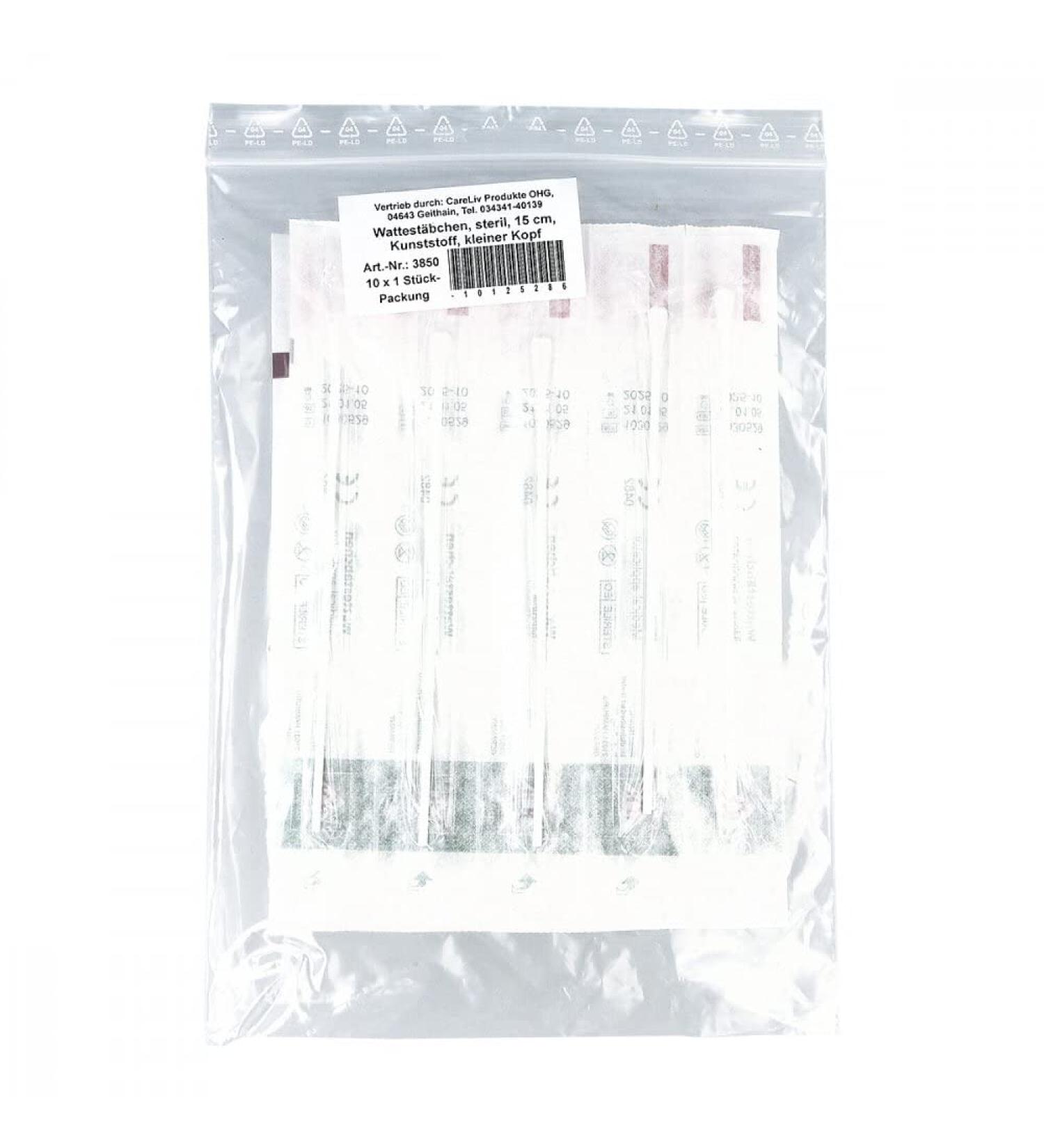 COTTON SWABS plastic small head 15 cm 10X1 pcs
