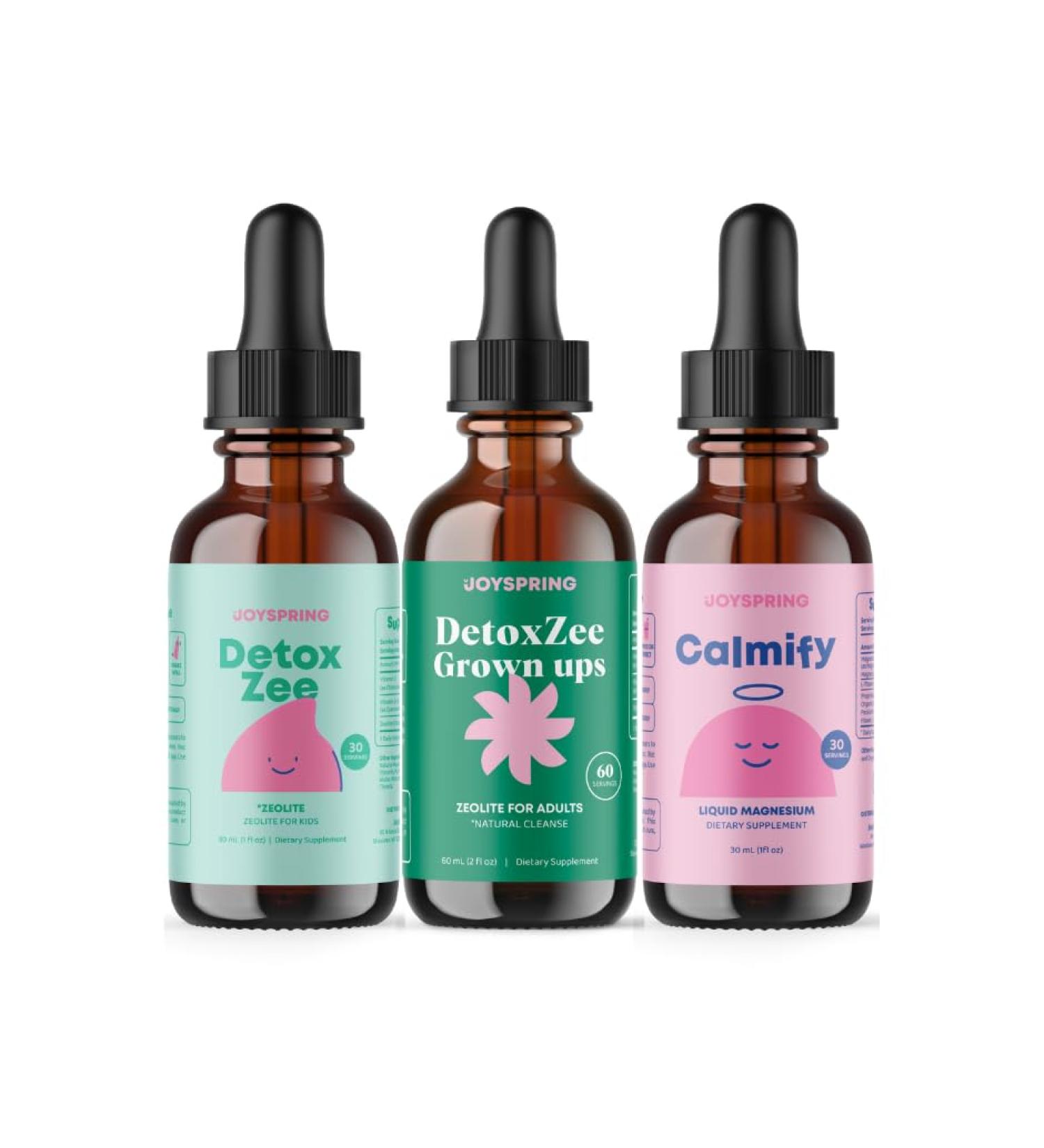 JoySpring Family Daily Wellness Bundle (Kids & Adults) Zeolite Drops with Magnesium Glycinate Vitamin B12 & D3 Sugar-Free Routine Support - Buy Online on GoSupps.com