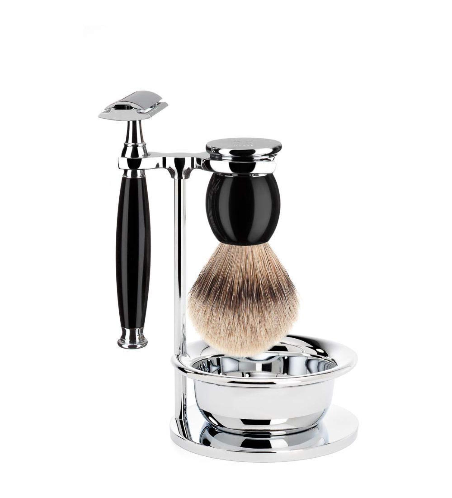 M HLE Sophist Shaving Set with Bowl - Silvertip Badger Safety Razor - Premium Black Resin - International Shipping Available - Buy Online on GoSupps.com