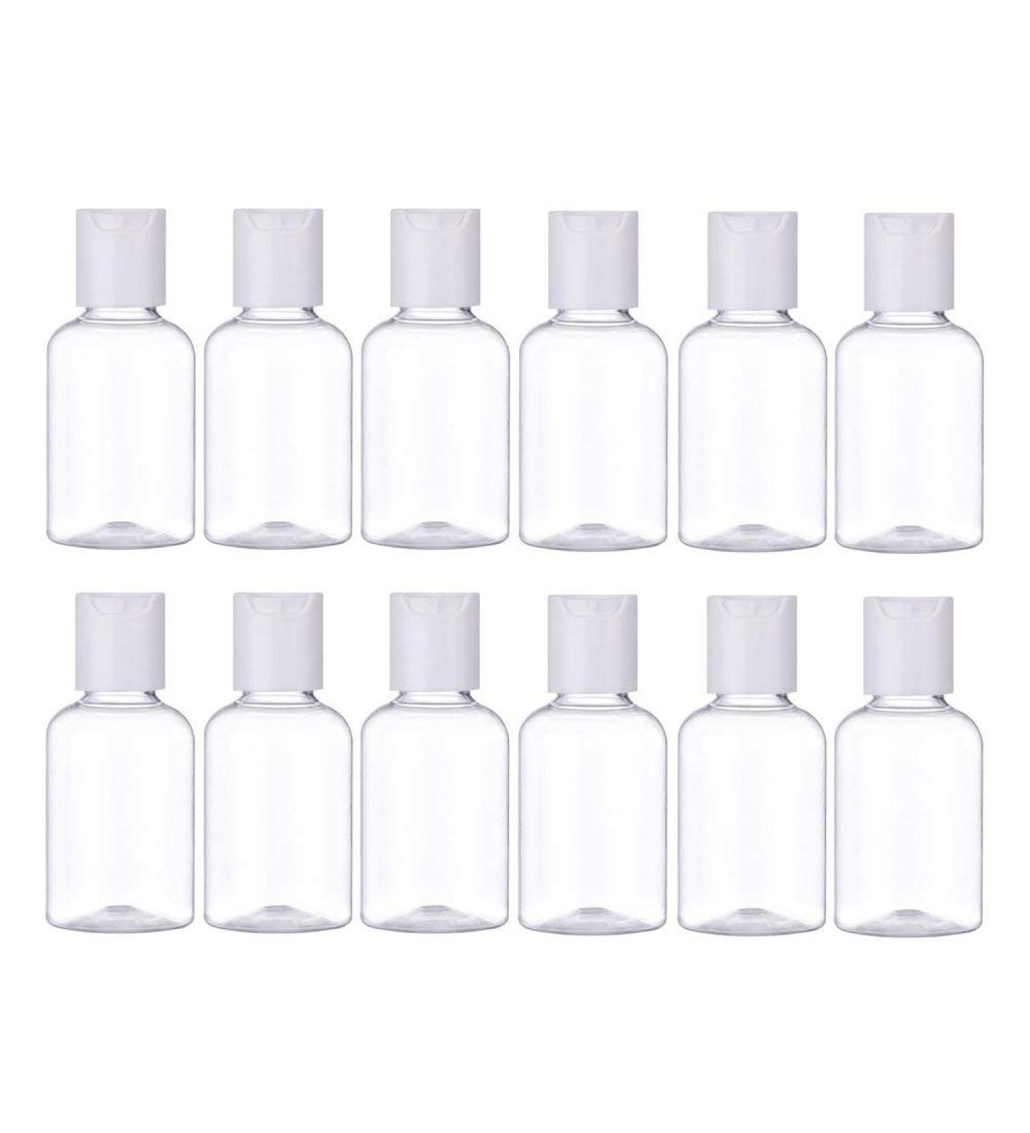 Prochive 50 ml Clear Travel Bottles Set Empty Transparent Plastic Travel Toiletries Liquid Containers Bottle for Shampoo Conditioner Lotion Pack of 12 - Buy Online on GoSupps.com