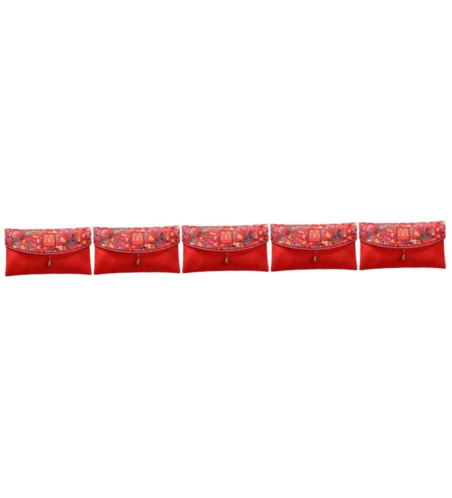 COHEALI 5pcs Wedding Red Envelope Gift Cards Envelopes Gift Envelope Silk Red Envelope Hongbao Red Pocket Wedding Envelopes Chinese Packets Red Packets Chinese Style Red Envelope Bag Cloth - Buy Online on GoSupps.com