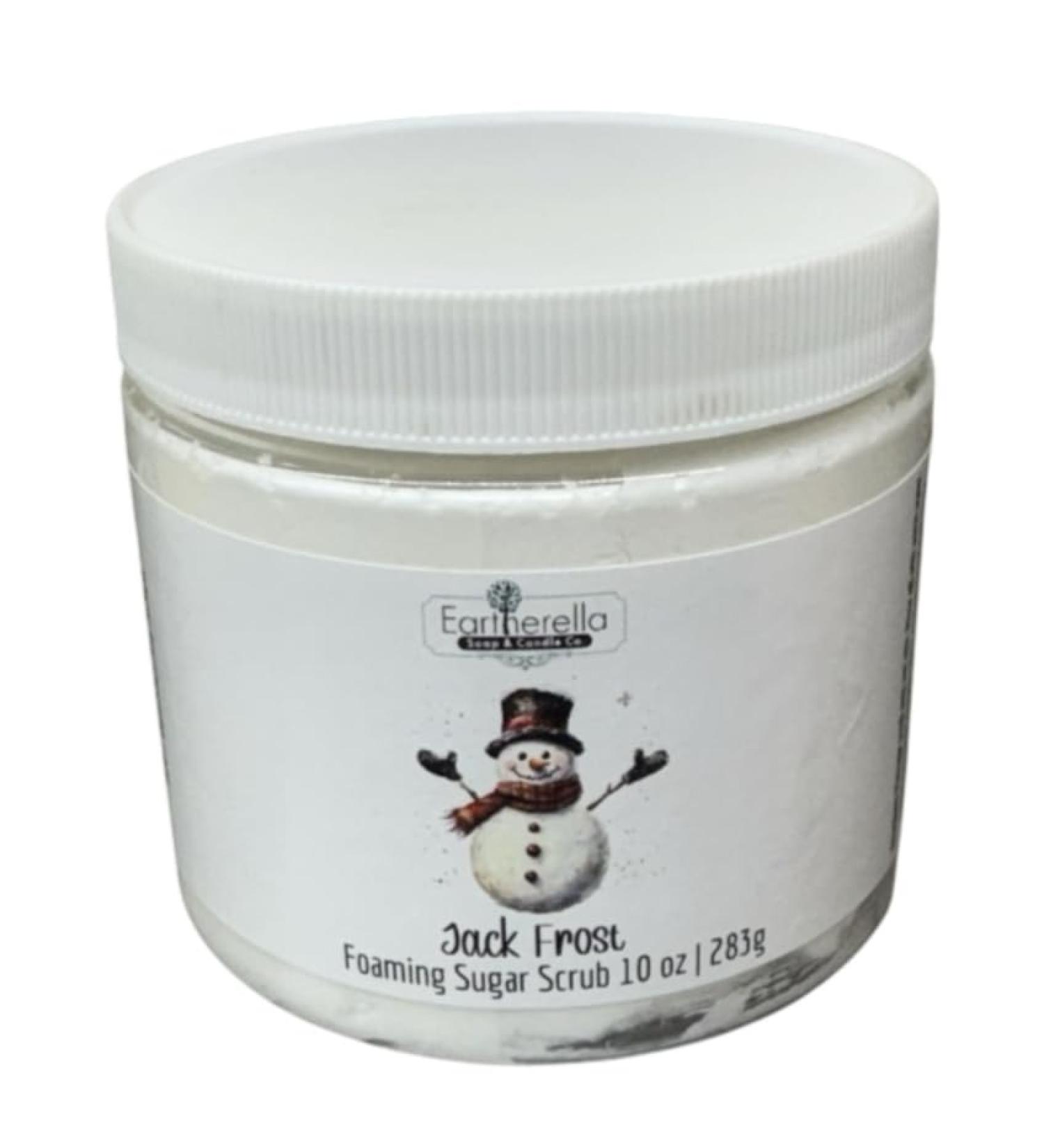 JACK FROST Peppermint & Vanilla Exfoliating Foaming Sugar Body Scrub 10 oz jar