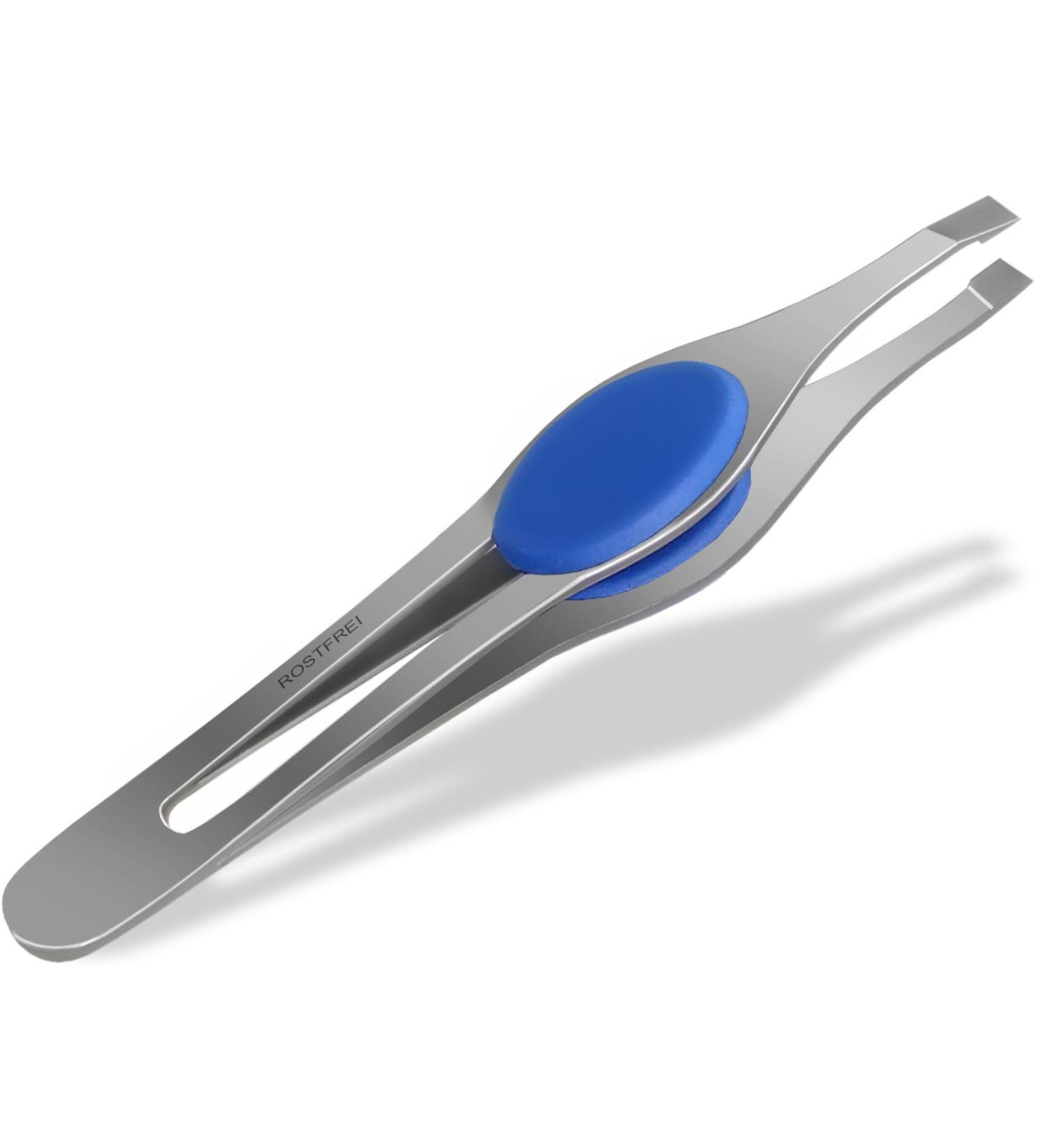 High-Quality Stainless Steel Eyebrow Tweezers with Straight Plucking Surface & Soft Handle - Perfect for Precision Grooming - Buy Online on GoSupps.com