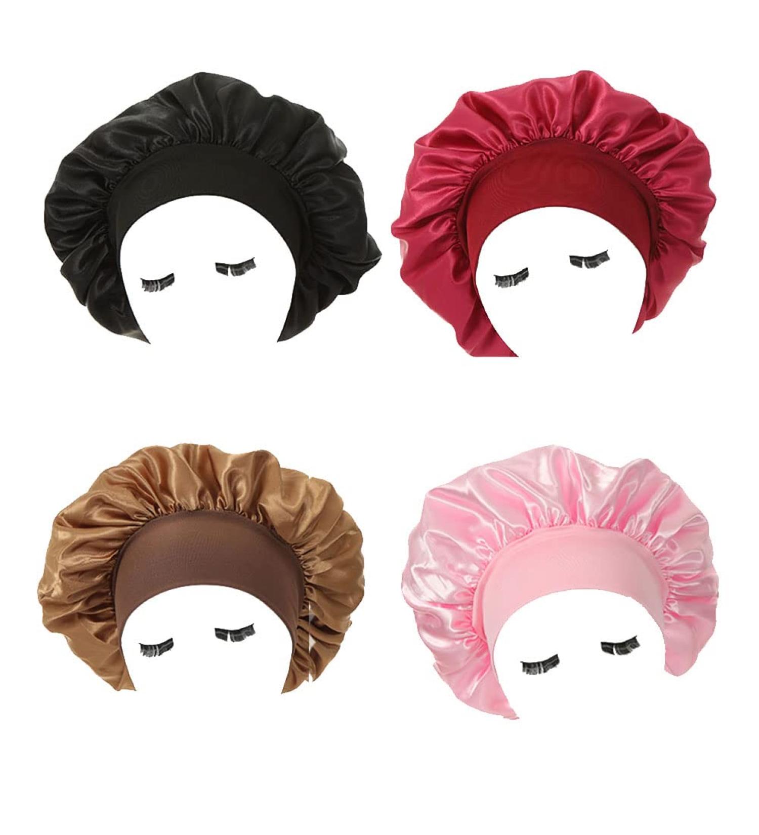 Satin Hair Bonnets for Black Women - 4PCS Silk Night Sleep Caps by Galina's Beauty - Buy Online on GoSupps.com