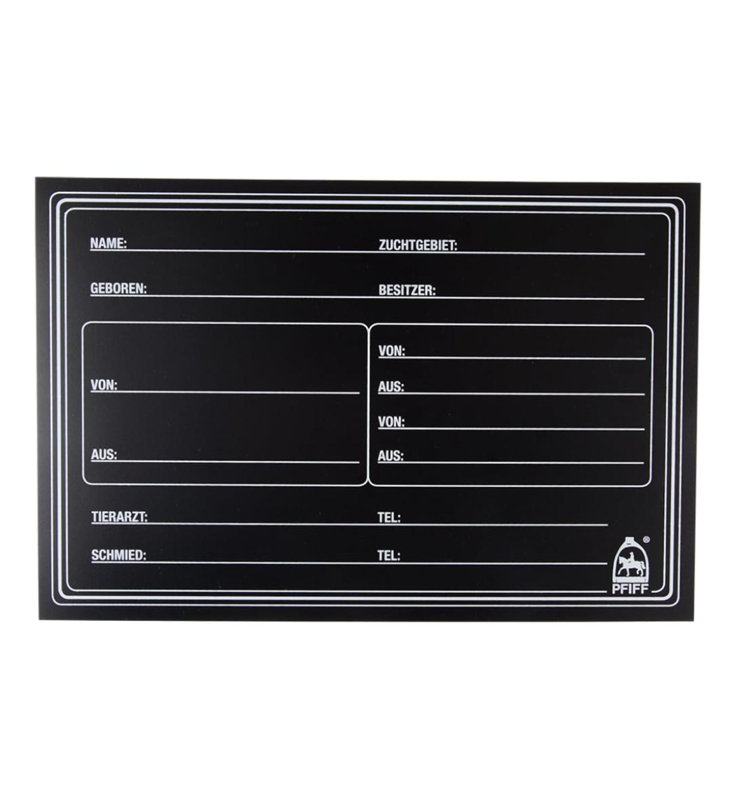 Whistle 101847 stable boundage board pit panel pit shield name board name tag made of flexible material black 30 cm x 20.5 cm