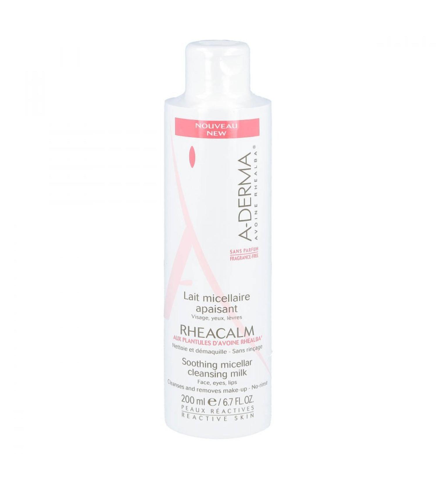 A-DERMA RHEACALM Micellar Cleansing Milk 200ml - Soothing & Hydrating Facial Cleanser for Sensitive Skin - Buy Online on GoSupps.com