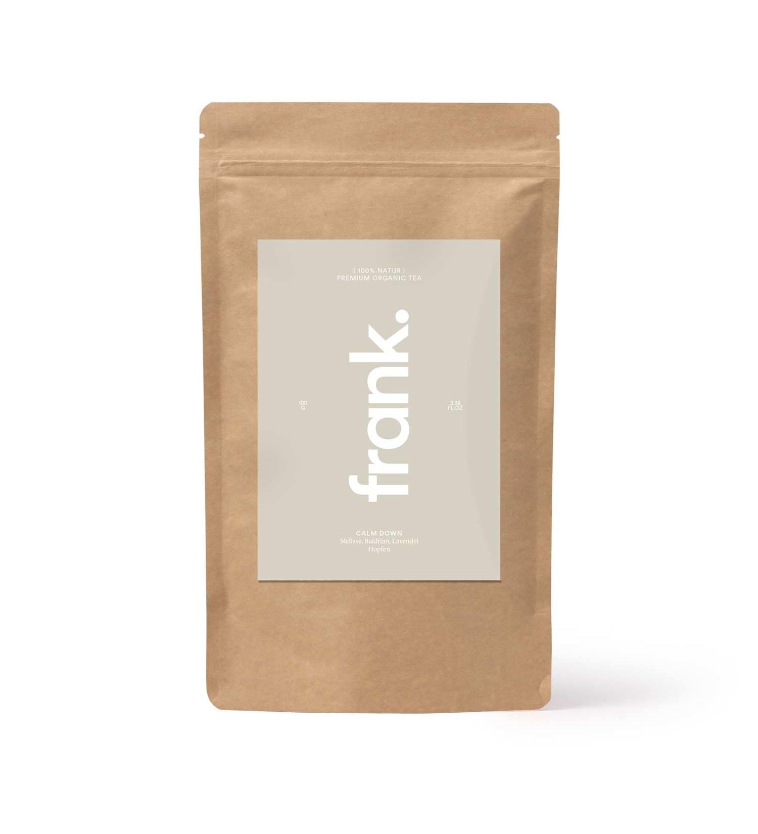  Frank Juice FRANK JUICE Calm Down Organic Tea | Soothing Ayurvedic Tea with Spearmint Ginger and Cinnamon Sticks | Certified Organic according to DE- KO-006 | 100 g - Buy Online on GoSupps.com