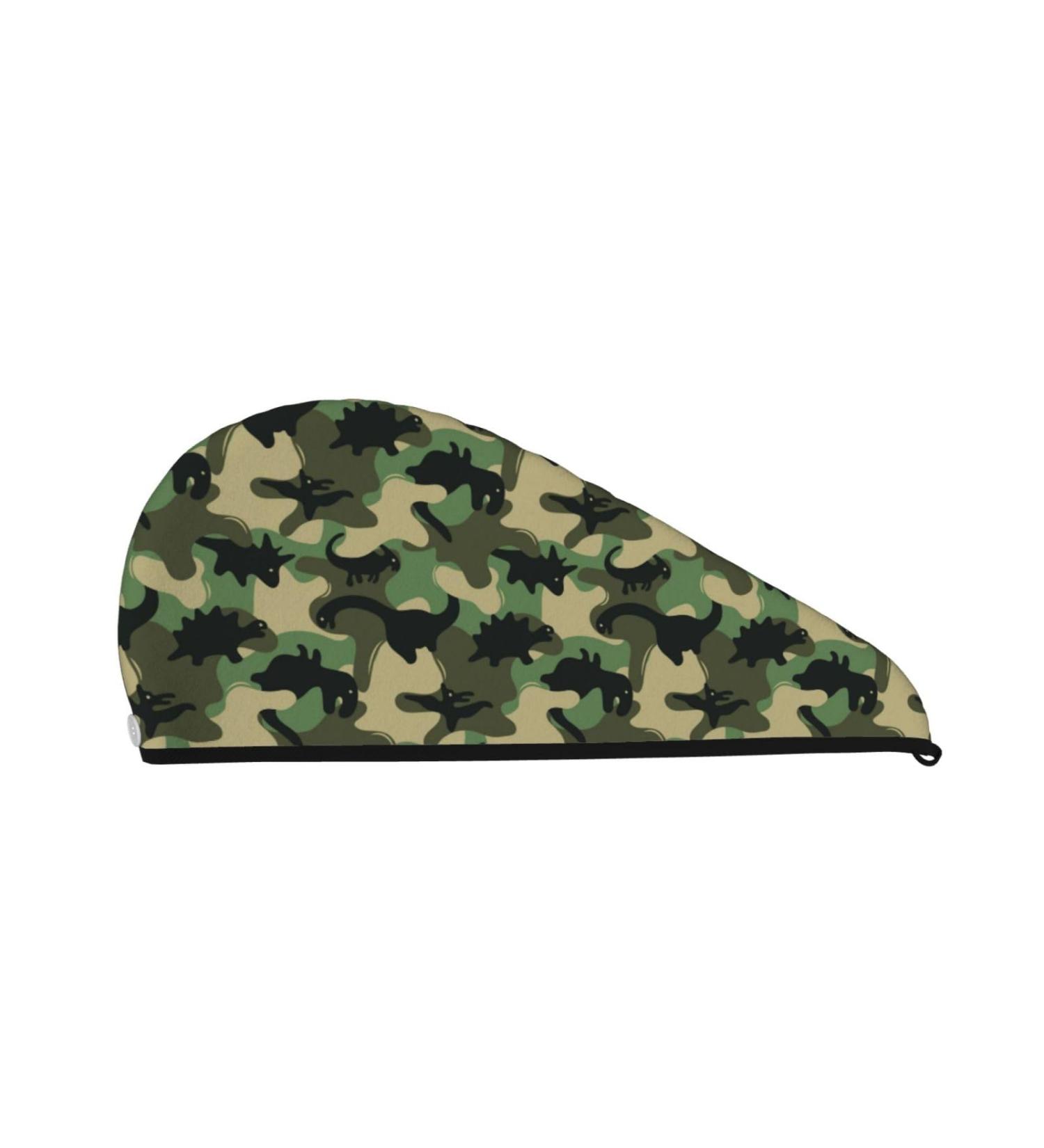 Hair Towel Wrap with Button - Quick Drying Towel Turban for Kids & Adults (Camouflage Dinosaur Design - Buy Online on GoSupps.com