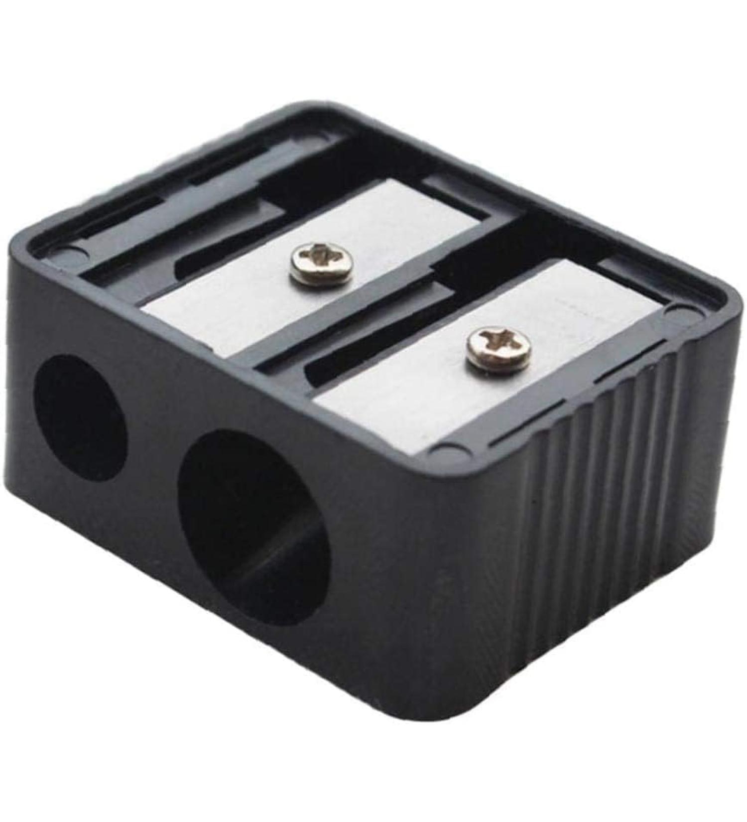 Dual-Pencil Sharpener Professional Cosmetic Sharpener Double Holes for Eyebrow Lip Liner Eye Pencil School Office Supplies Convenient - Buy Online on GoSupps.com