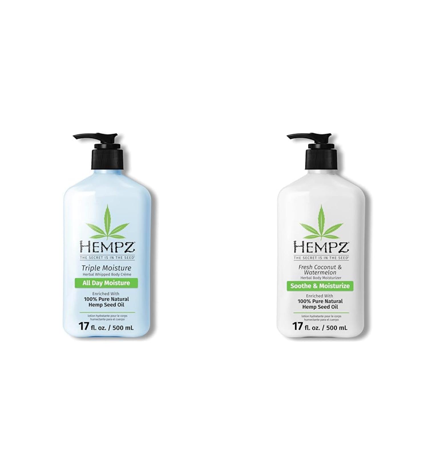 Hempz Body Lotion Bundle - Grapefruit Sparkling Peach 17oz & Coconut Watermelon Daily Moisturizing Creams - Buy Online on GoSupps.com