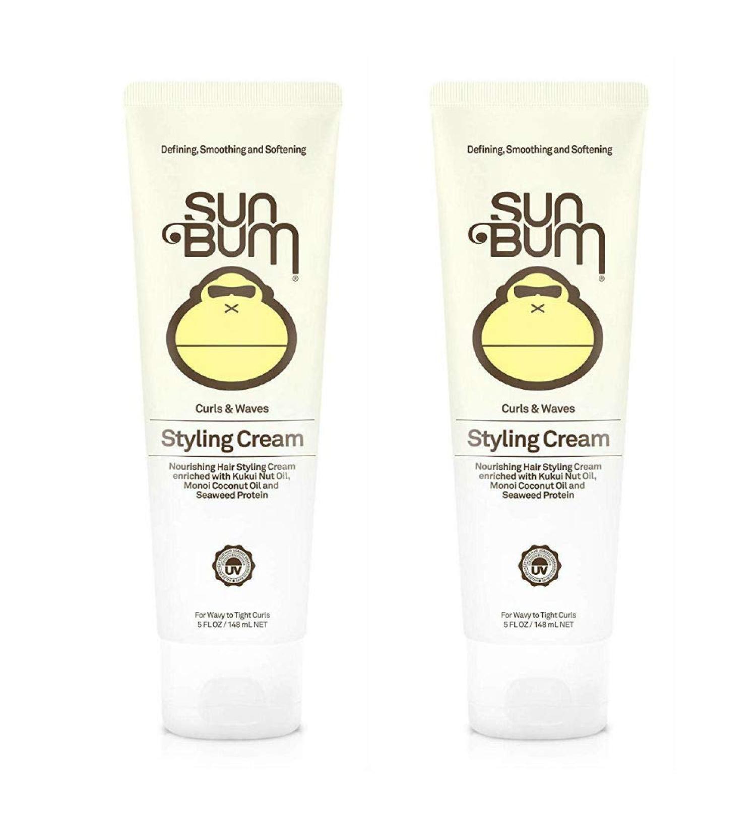 Sun Bum Curls and Waves Styling Cream - Curl Defining & Frizz Control | Paraben & Sulfate Free | 5oz 2 Count | International Shipping Available - Buy Online on GoSupps.com