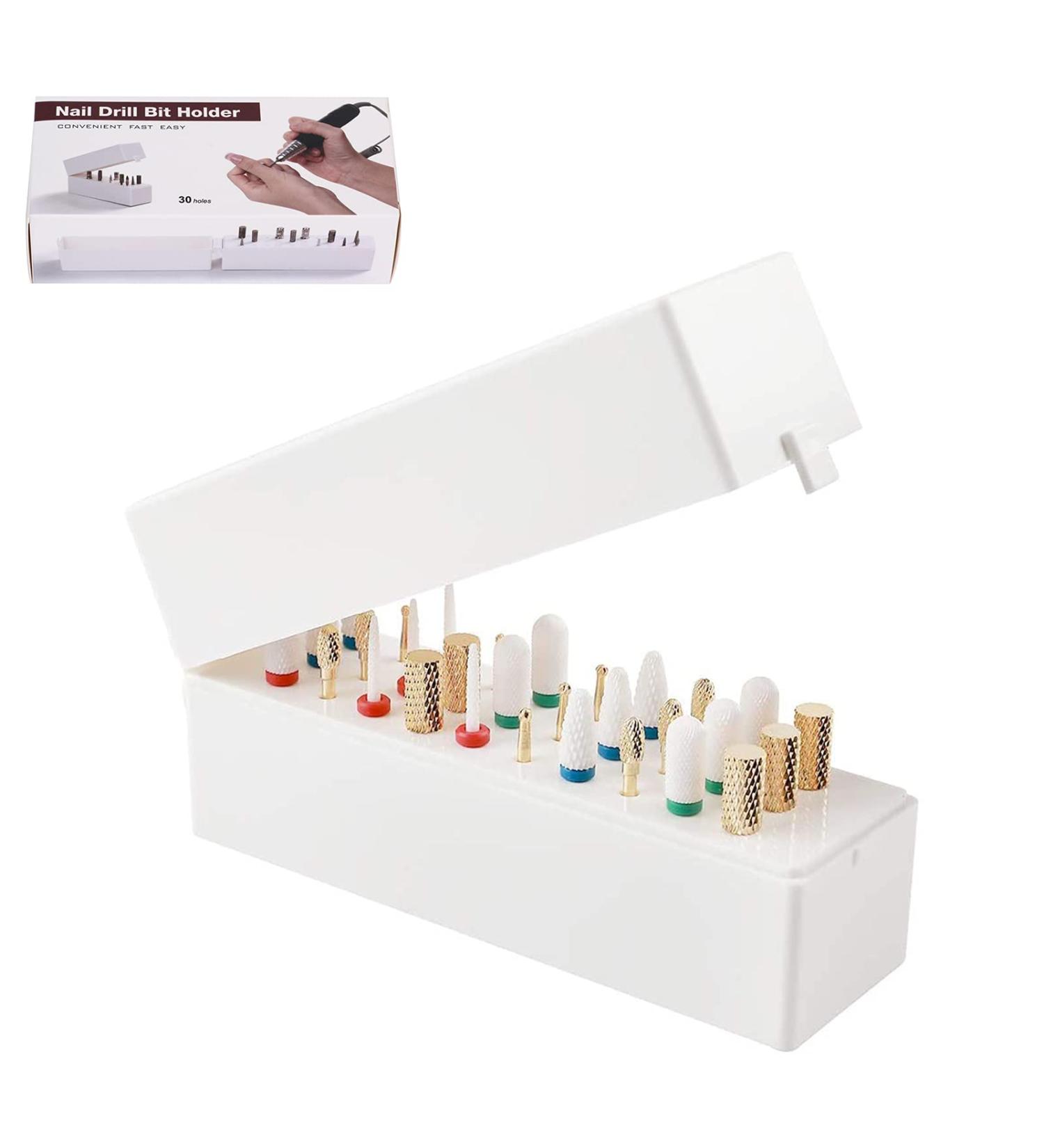 30-Hole Nail Drill Holder | Manicure Tool Storage Box for Nail Art & Drill Bits - Organize & Protect Your Nail Tools - Buy Online on GoSupps.com