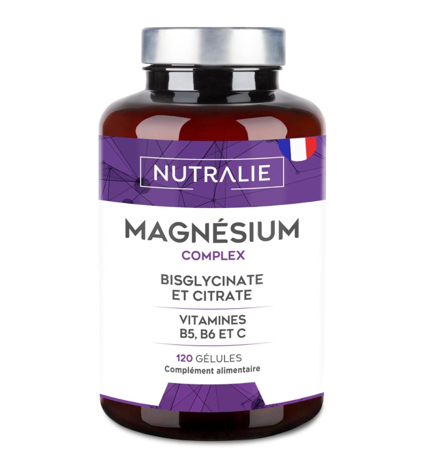 Magnesium Bisglycinate + Citrate - 2145mg - Vitamin B6 B5 C - Fatigue Stress - Magnesium BIO-Available - Magnesium Citrate and Magnesium Bisglycinate - 120 Capsules - Nutralia (Taste Free) - Buy Online on GoSupps.com
