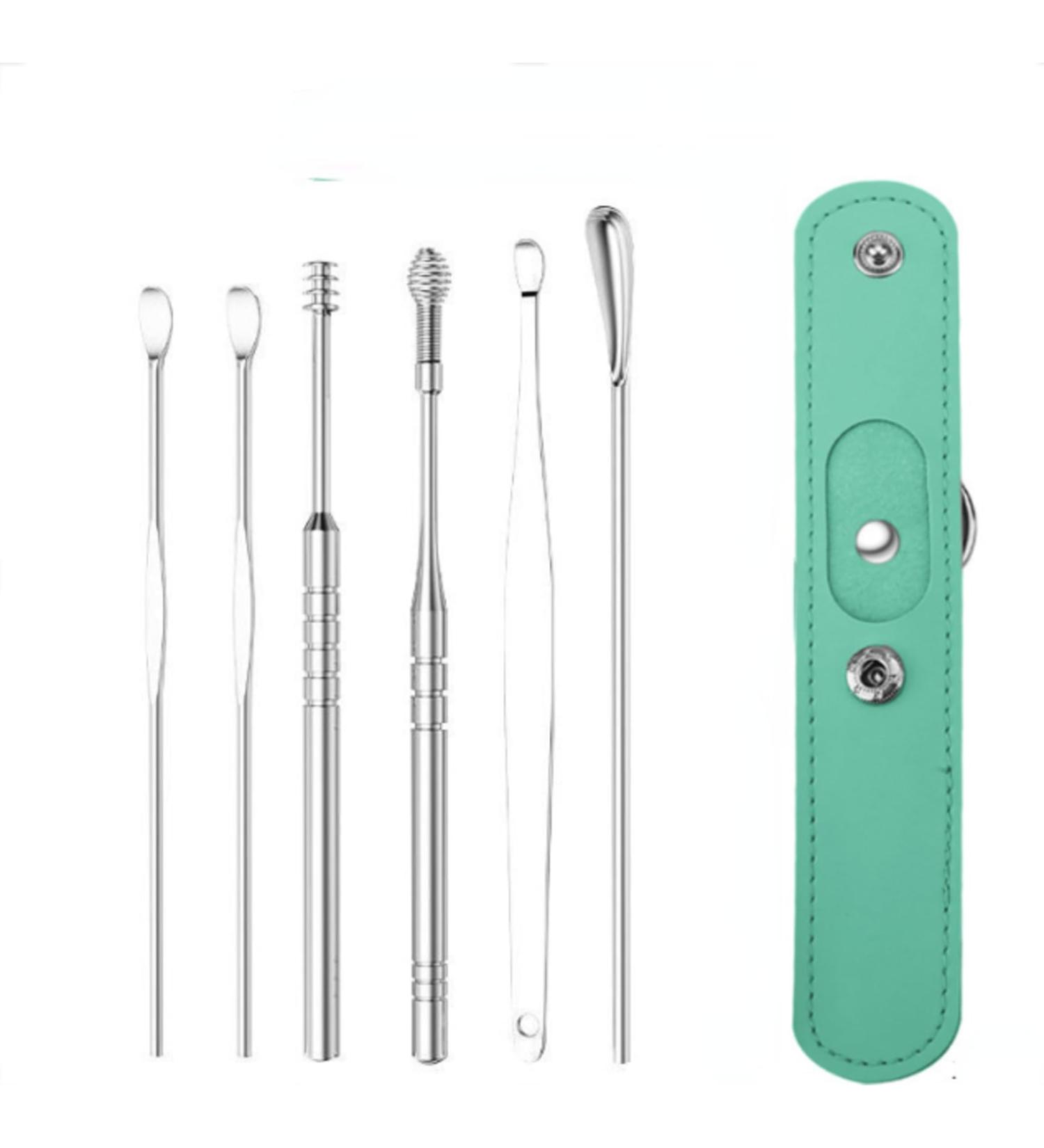 ZELLYA 6-Piece Earpick Set for Adult Home Use | Portable Keychain Spiral Ear Picking Tools - Green - Buy Online on GoSupps.com