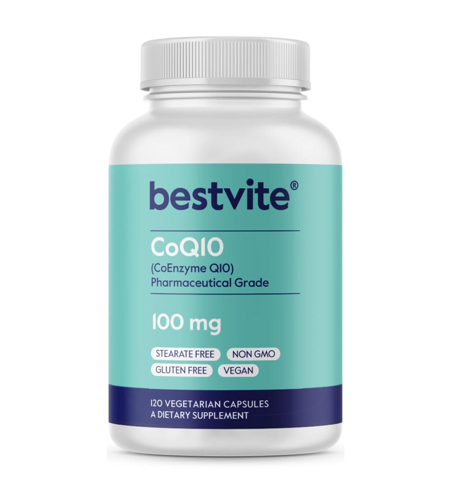 BESTVITE Coenzyme CoQ10 100mg | Vegan Non-GMO Gluten-Free Capsules - 120 Count - Naturally Fermented No Stearates or Fillers - Buy Online on GoSupps.com
