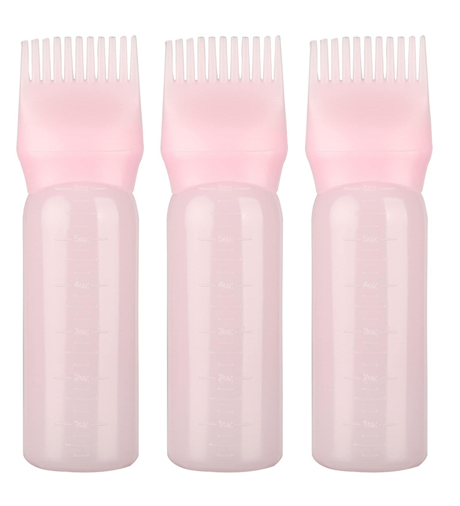 XNHIU 3 Pack Hair Dye Brush Bottle Root Comb Applicator Bottle Comb Hair Dye Bottle with Graduated Scale (Pink) - Buy Online on GoSupps.com