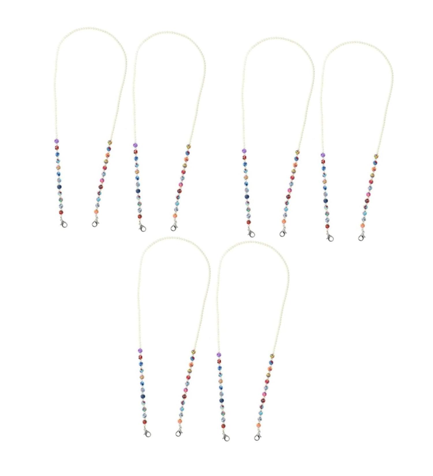 Buy Healeved 6 Pcs Anti-Drop Chain Shot Glasses Necklace - Stylish Face Mask Glasses Frame & Lanyard with Artificial Pearl | International Shipping Available - Buy Online on GoSupps.com