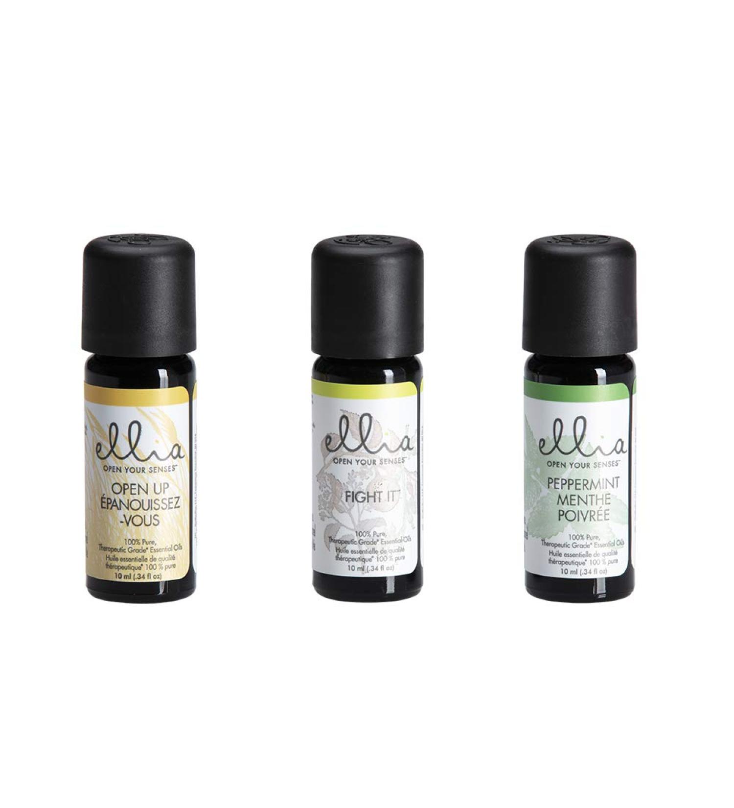 Ellia Essential Oil Set - Breath Deep with Peppermint & Blends | 3 Pack 10ml Essential Oil Kit for Easy Breathing by Homedics - International Shipping - Buy Online on GoSupps.com