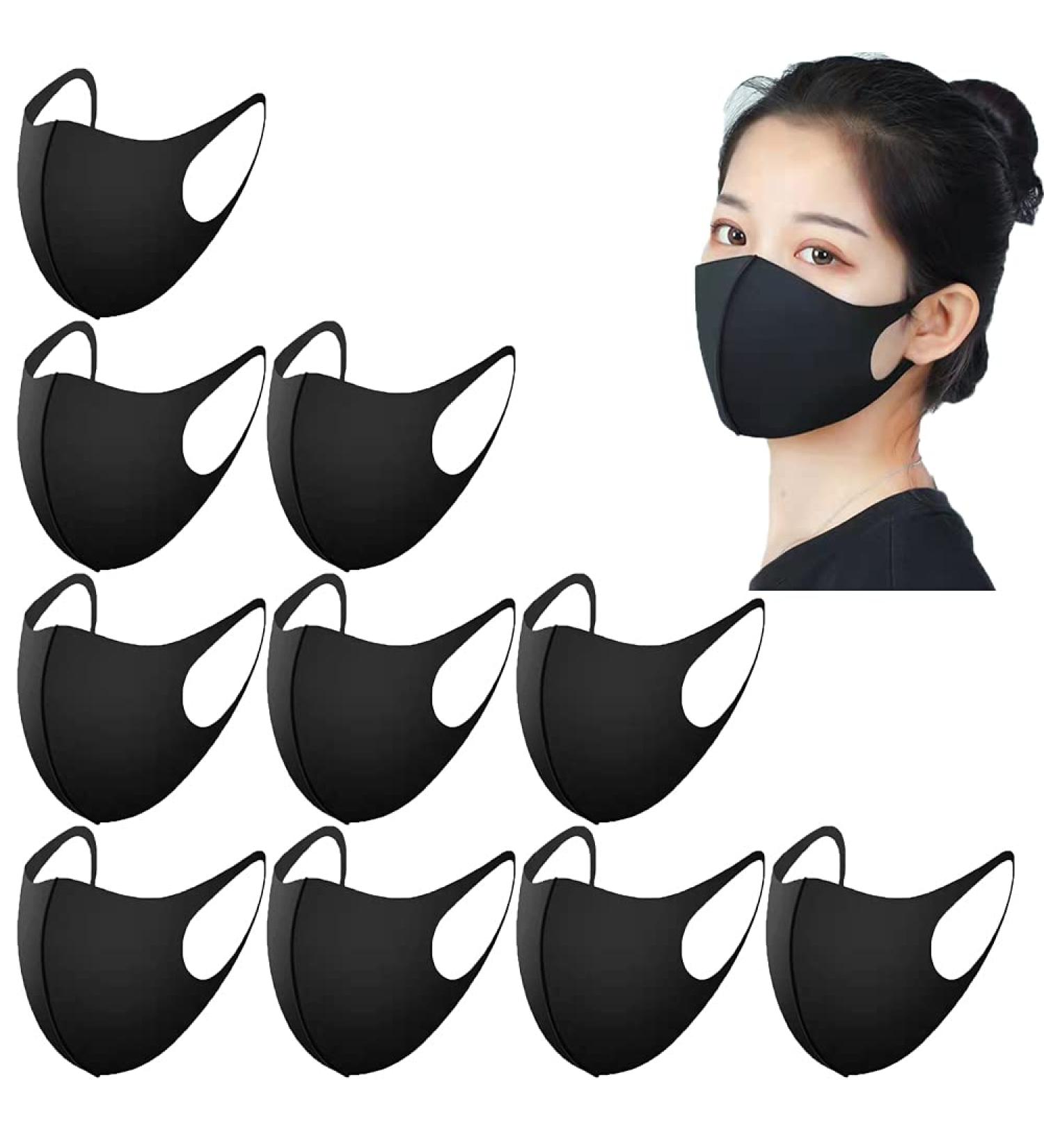 10 Pcs Black Fashion Face Mask Unisex Coverings - Reusable Washable Cotton Fabric - Buy Online on GoSupps.com